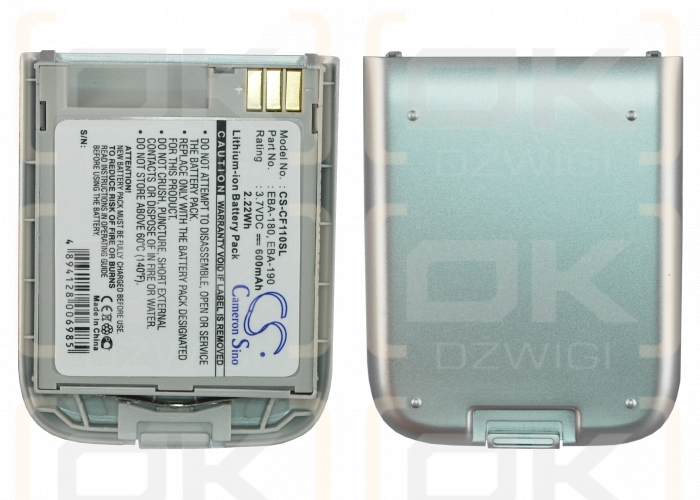 Batería de repuesto para Siemens CF110 / EBA-180, 600 mAh, iones de litio, 3,7 V (Cameron Sino)