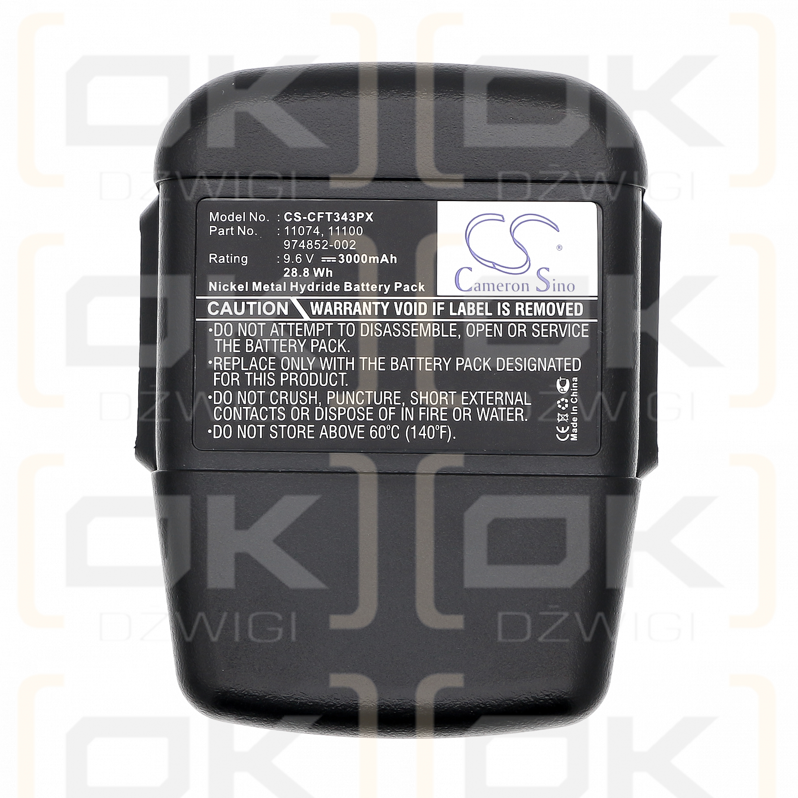 Craftsman 315.22189 / 11074 3000mAh Ni-MH 9.6V (Cameron Sino)