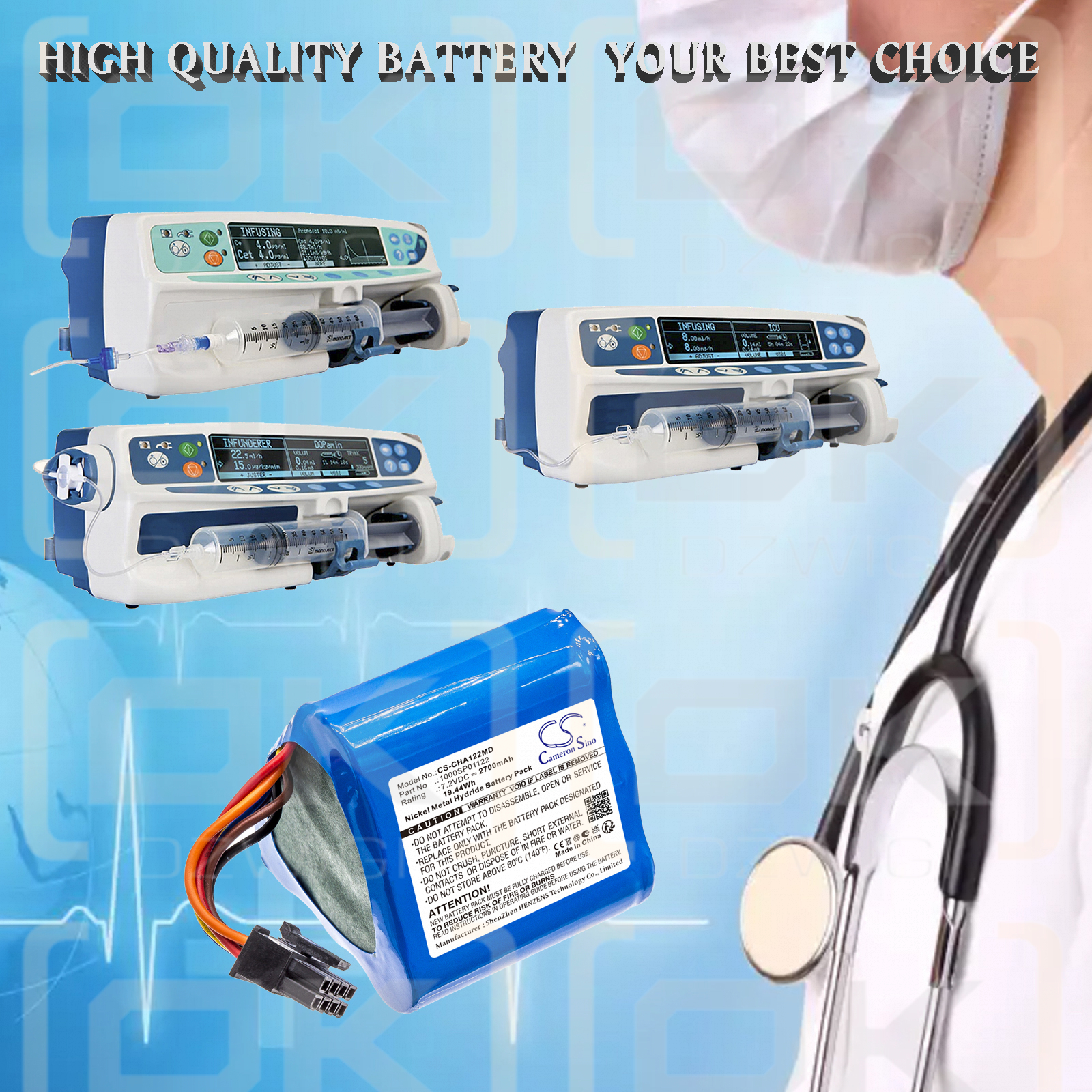 CardinalHealth Asena GS-GH Alaris / 1000SP01080 2700 mAh Ni-MH 7,2 V (Cameron Sino)