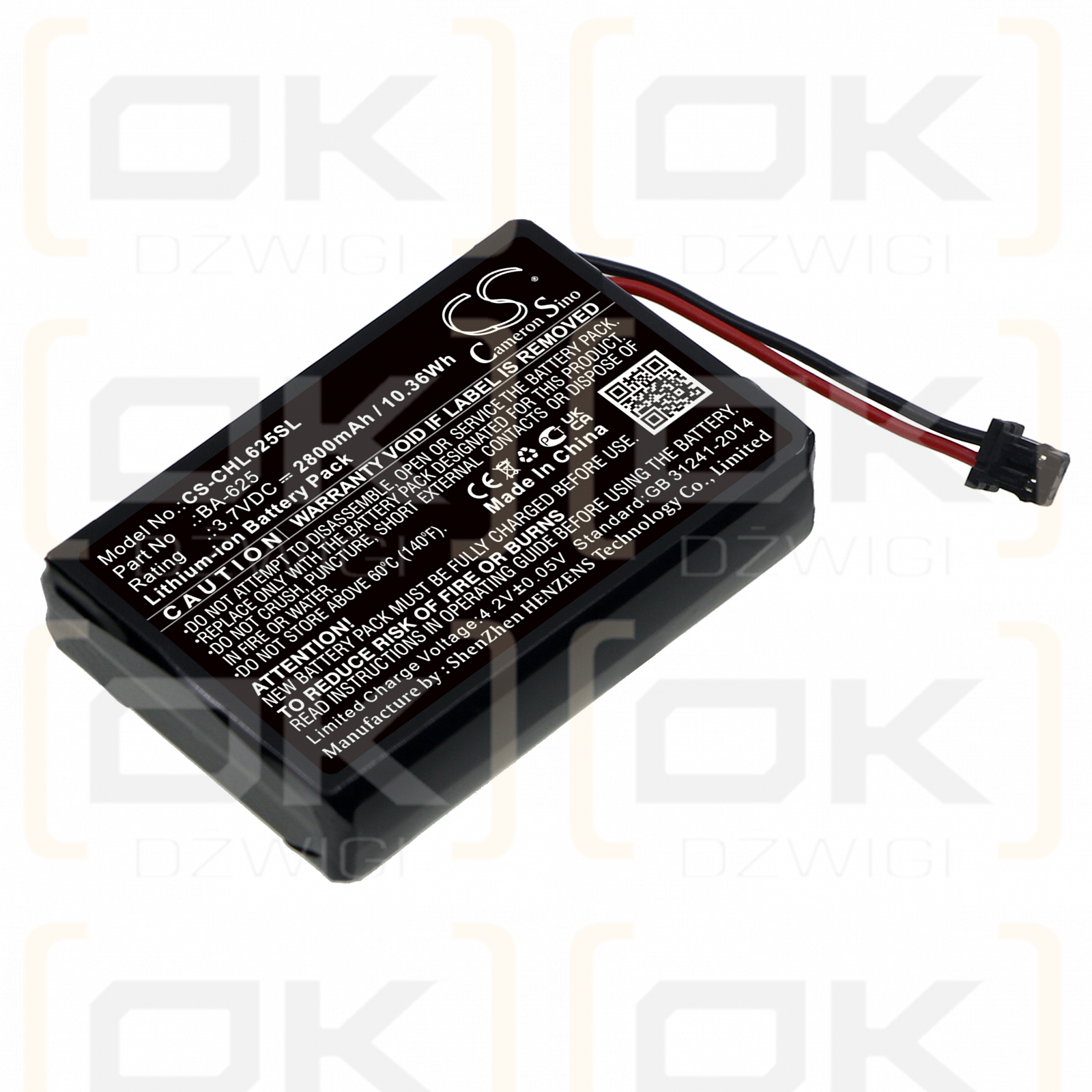 CATEYE HL-EL625RC / BA-625 2800mAh Li-ion 3.7V (Cameron Sino)