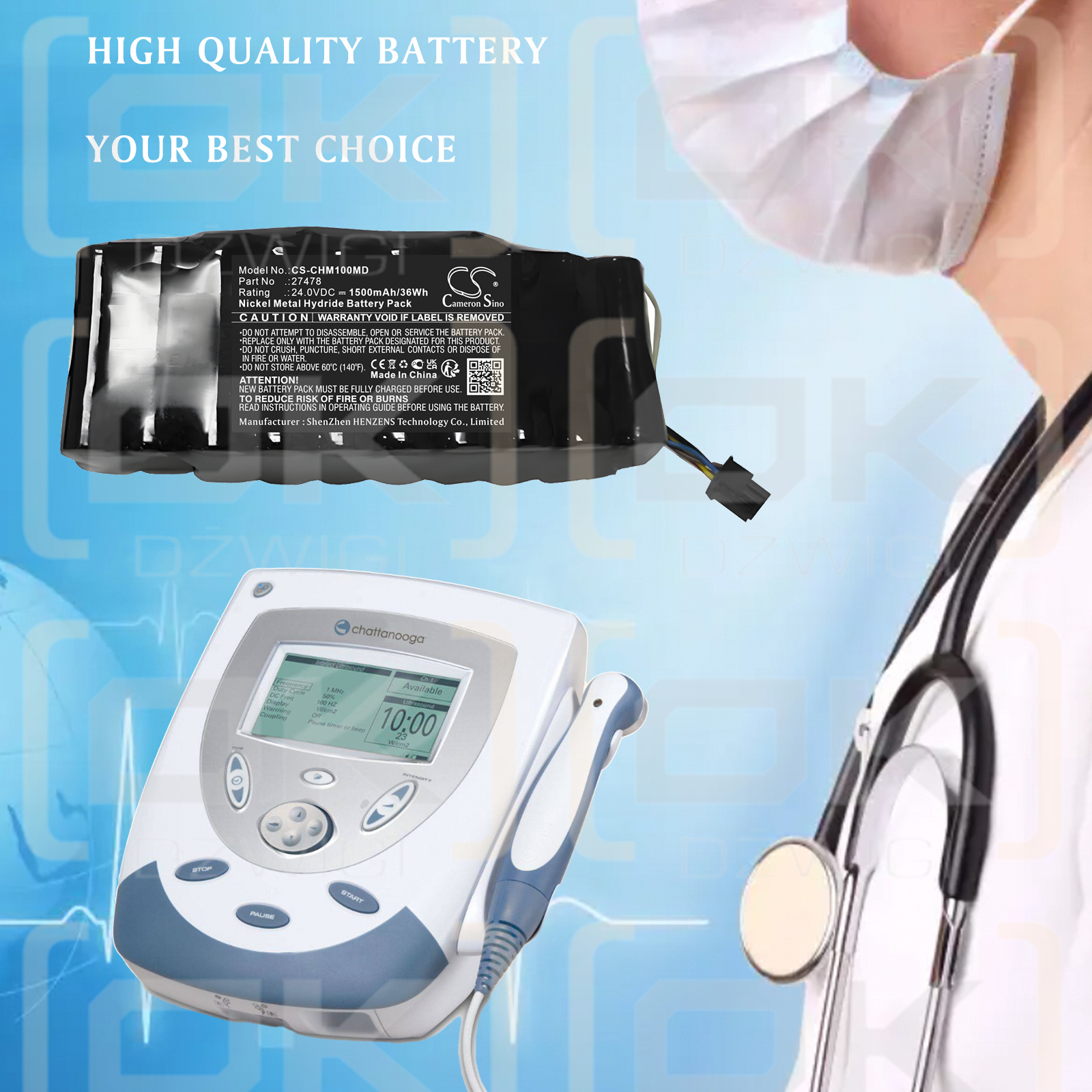 Chattanooga Vectra Genisys Ultrasound 2759 / 27478 1500 mAh Ni-MH 24 V (Cameron Sino)