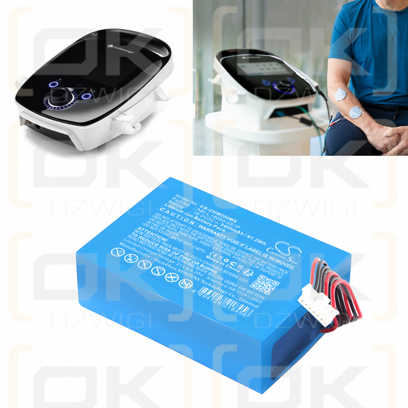 Chattanooga Transport 2 Ultrasound / ABI-L 18650-5S1P 3400mAh Li-ion 18.0V (Cameron Sino)