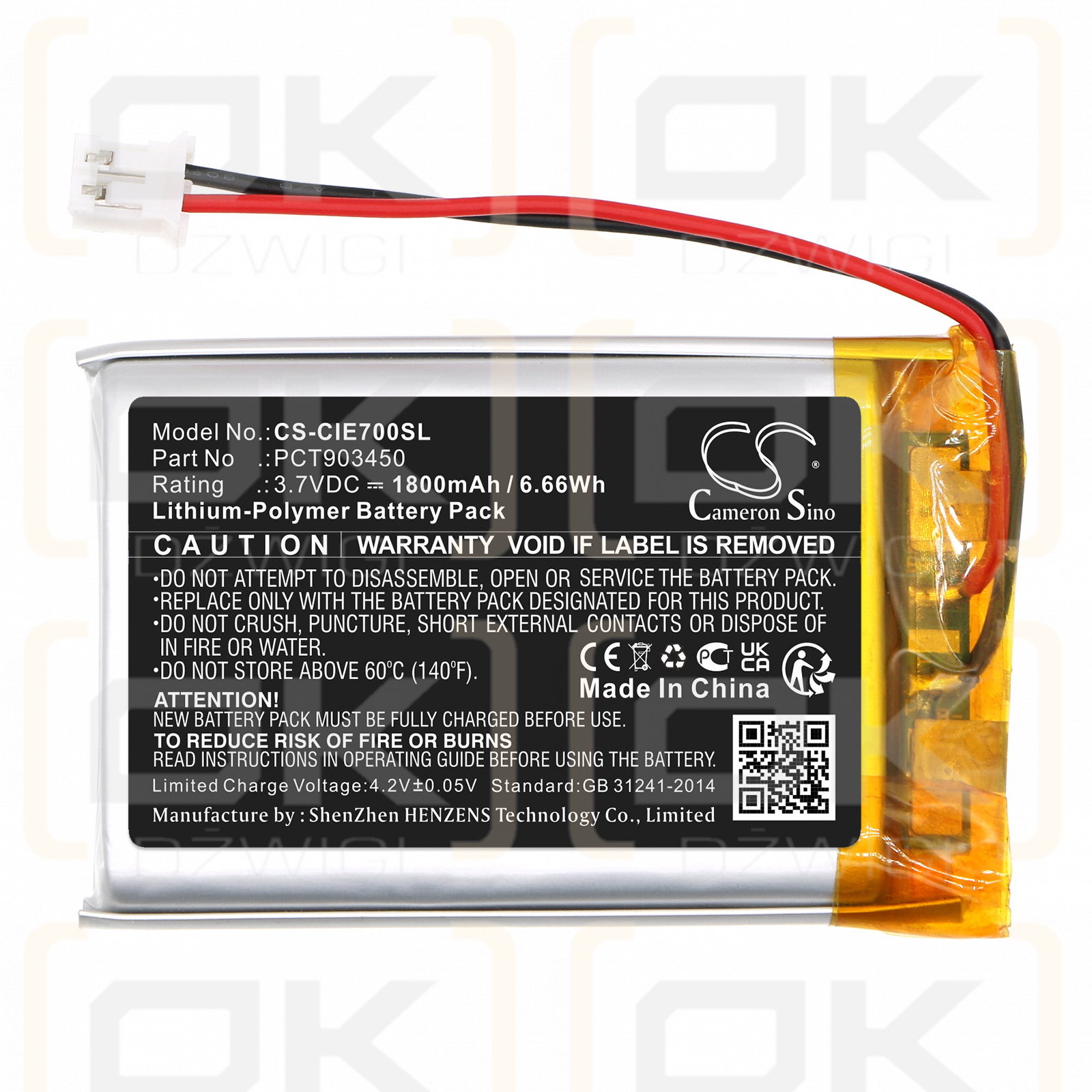 Coinsound OWIN E7 / PCT903450 1800mAh Li-Polímero 3.7V (Cameron Sino)