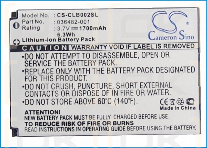 Columbia Omni-Heat / 036482-001 1700mAh Li-ion 3.7V (Cameron Sino)