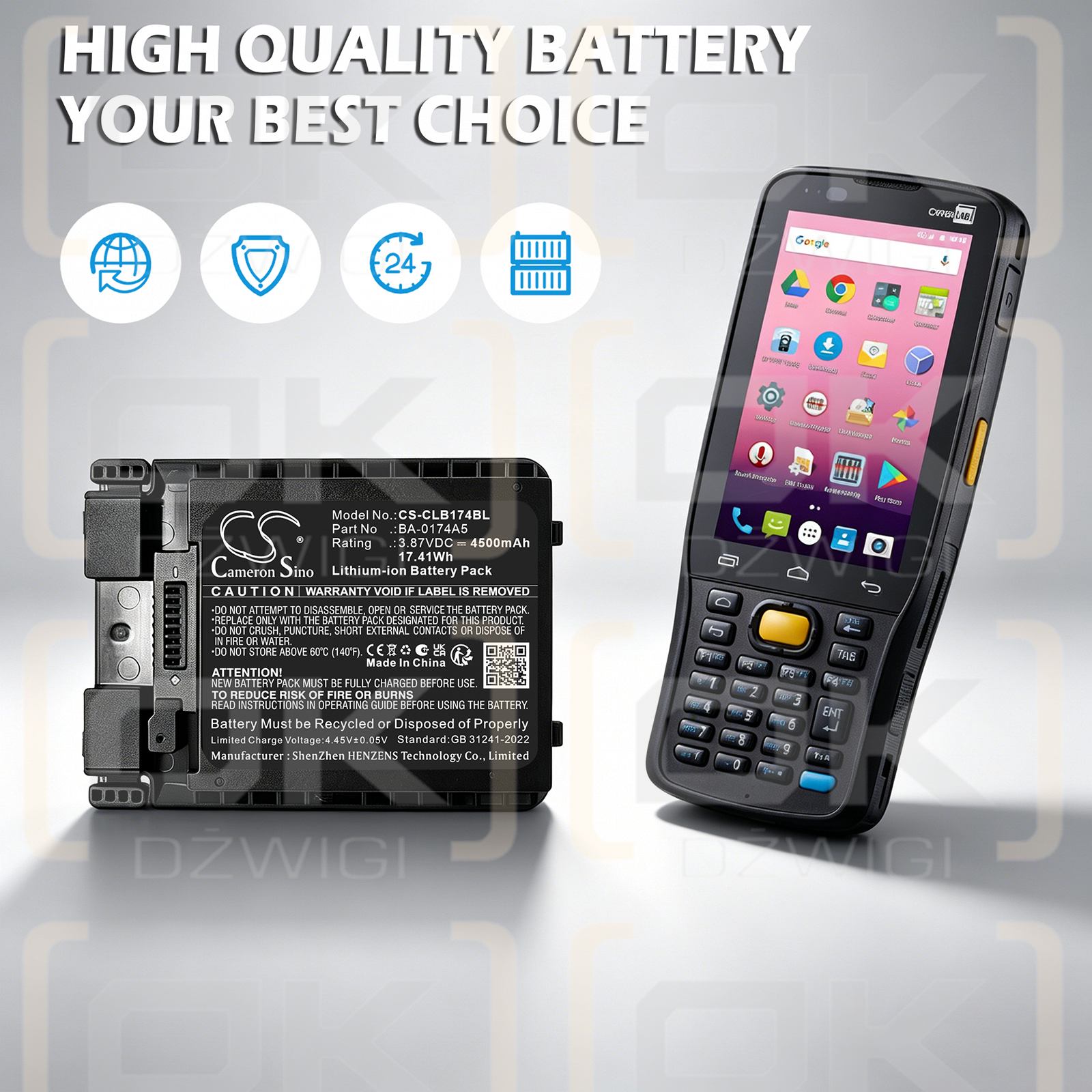 Bateria zamienna do CipherLAB  RS38WO / BA-0174A5 4500 mAh Li-ion 3.87 V (Cameron Sino)