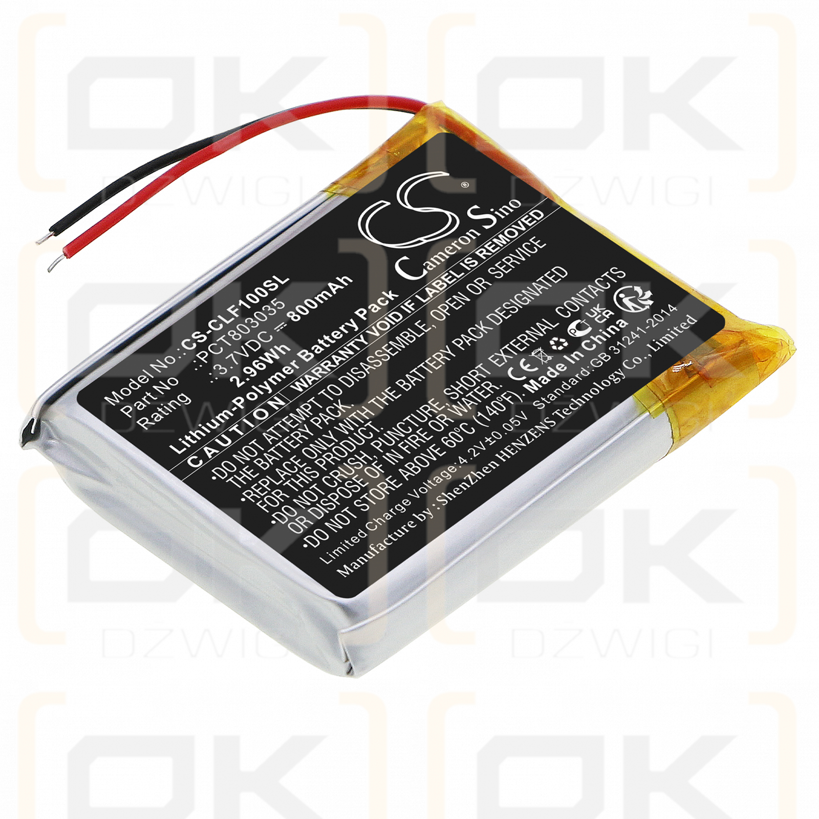 Cleer Enduro anc / PCT803035 800 mAh Li-Polymer 3,7 V (Cameron Sino)