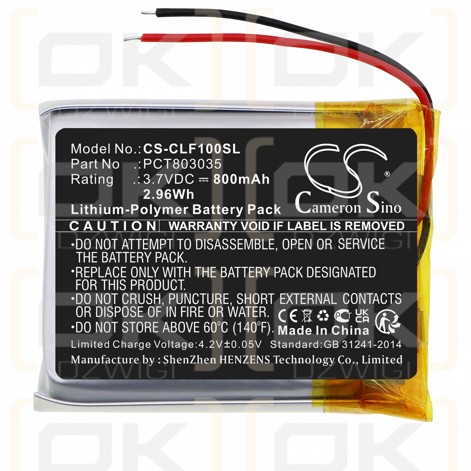 Cleer Enduro anc / PCT803035 800 mAh Li-Polymer 3,7 V (Cameron Sino)