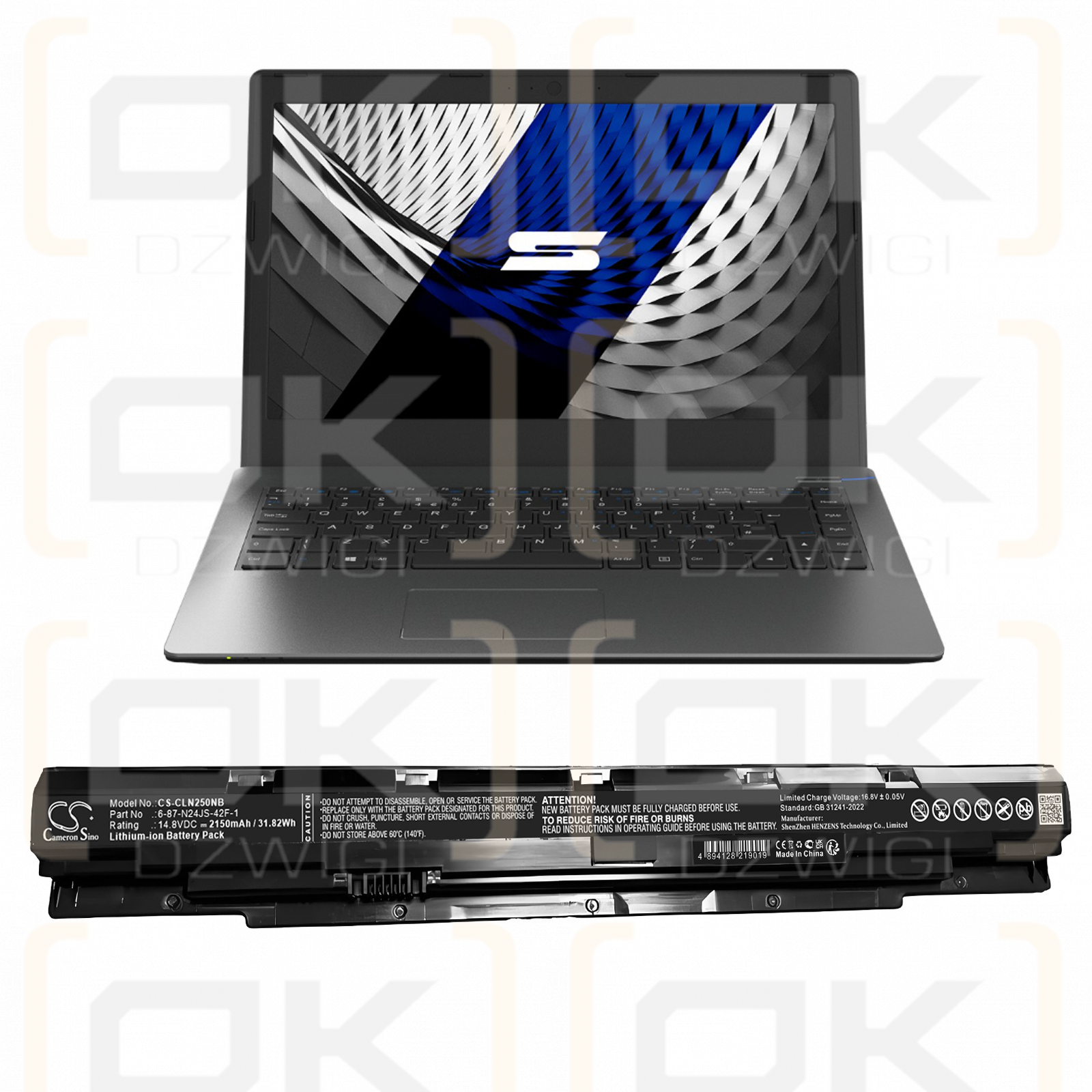 Clevo Sager NP3245 / 6-87-N24JS-42F-1 2150 mAh Li-Ionen 14,8 V (Cameron Sino)