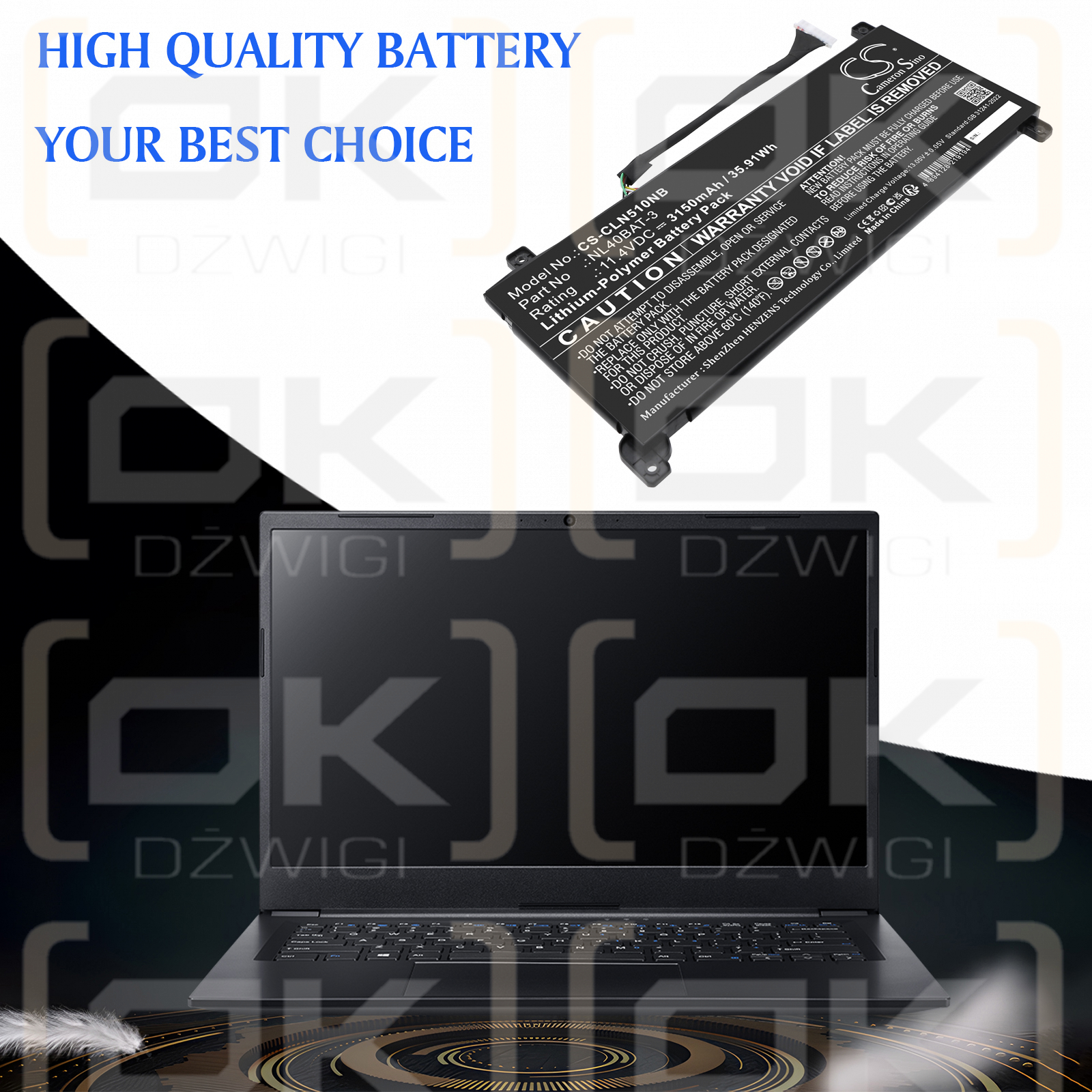 Clevo NL55PU / NL40BAT-3 3150 mAh Li-Polymer 11,4 V (Cameron Sino)