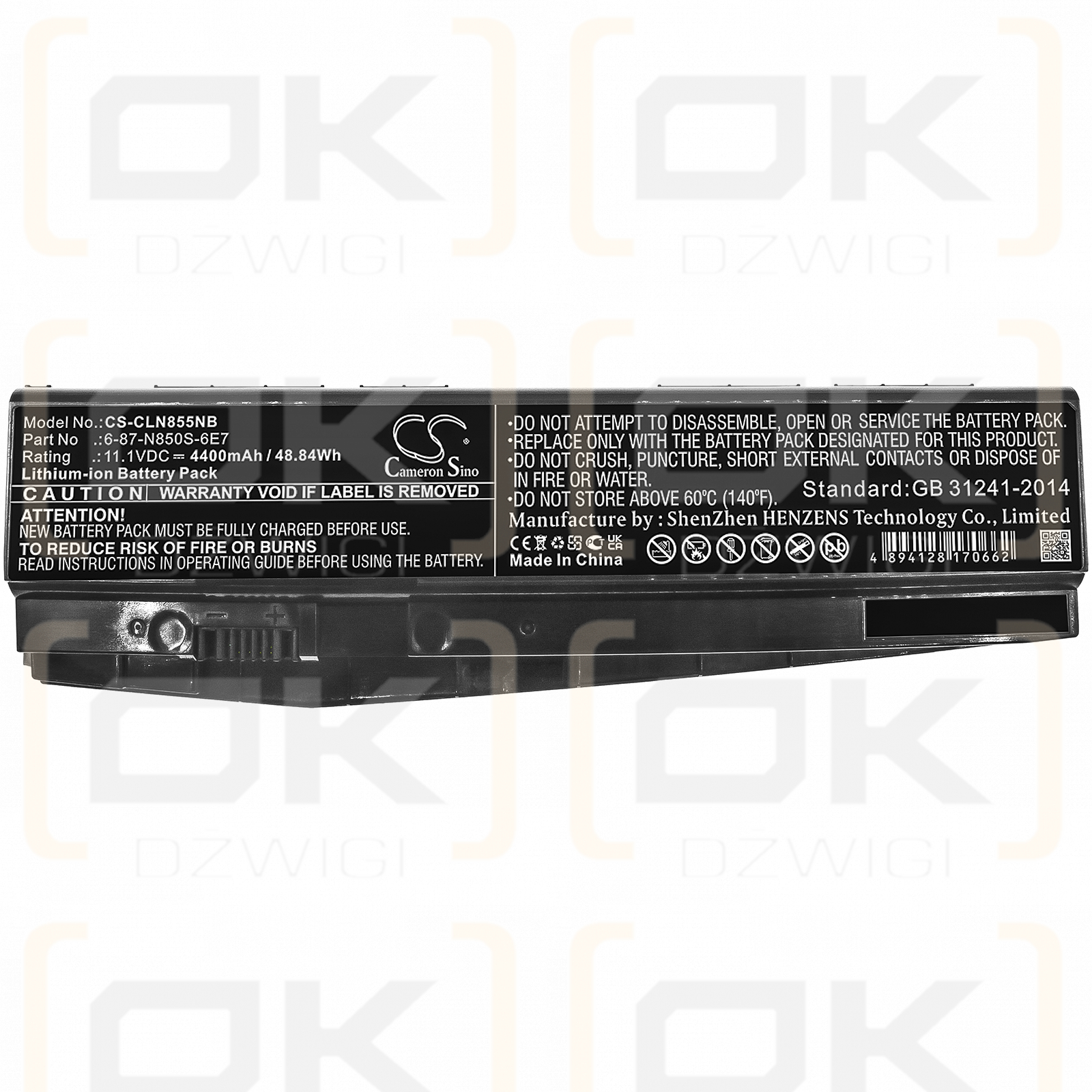Gigabyte Saber 17 / 6-87-N850S-6E71 4400 mAh Li-ion 11.1 V (Cameron Sino)