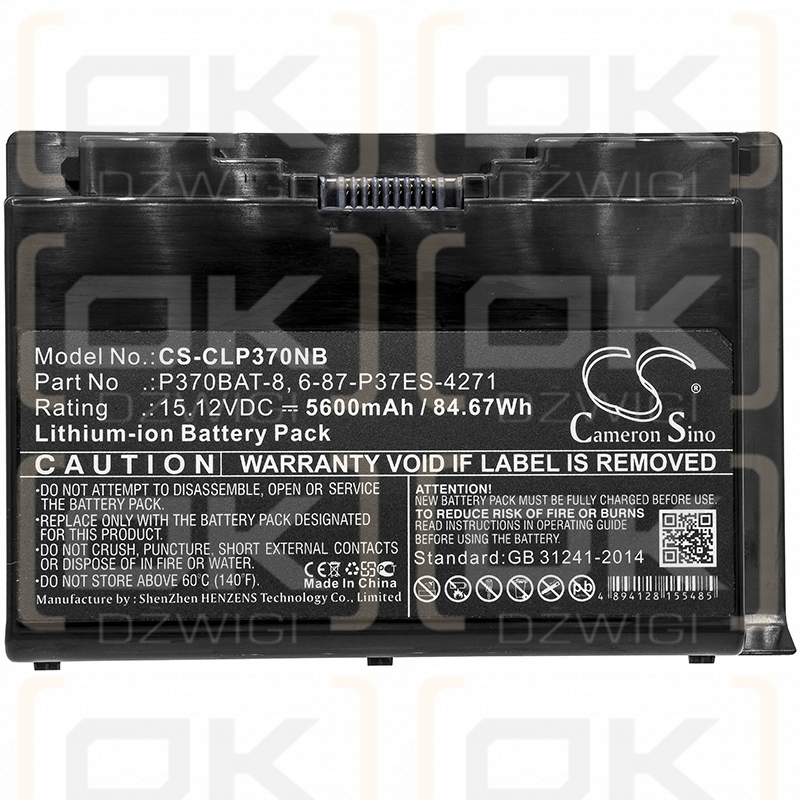 Clevo P377SM / P370BAT-8 5600 mAh Li-ion 15.12 V (Cameron Sino)