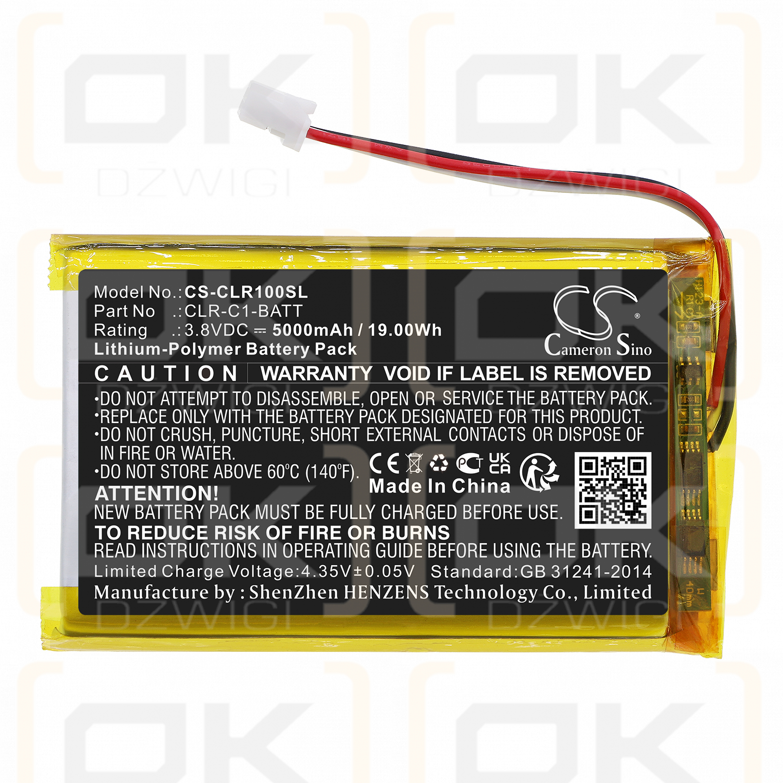 ClareOne CLR-C1-PNL1 / CLR-C1-BATT 5000mAh Li-Polymer 3.8V (Cameron Sino)