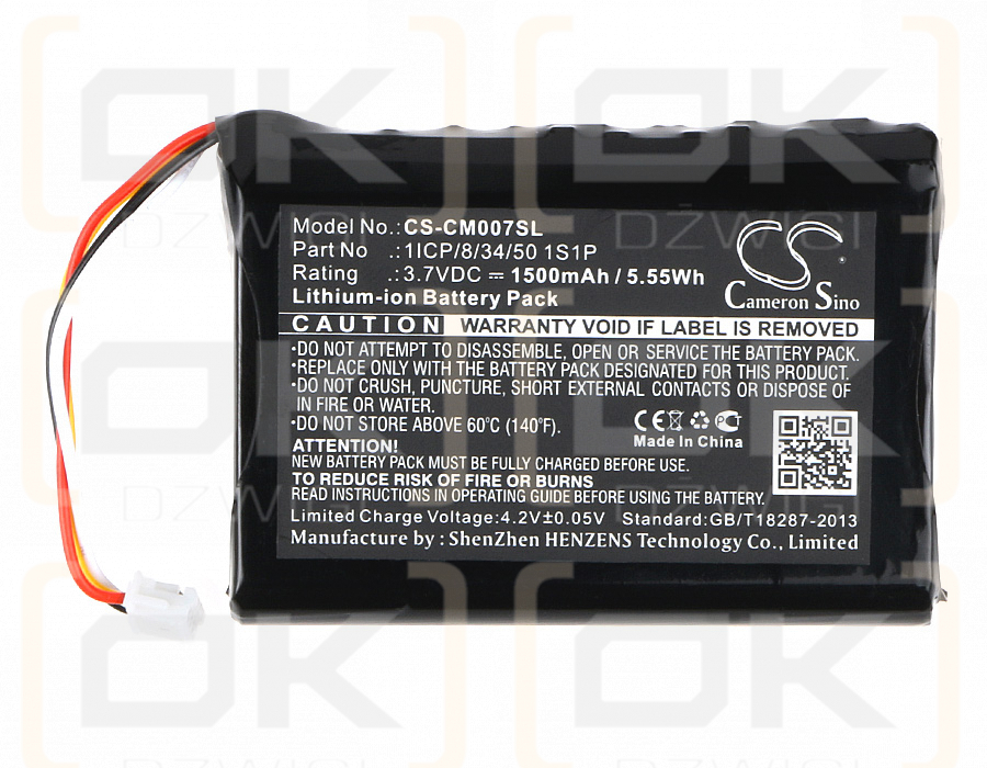 Kundenspezifischer Akku / 1ICP/8/34/50 1S1P 1500 mAh Li-Ion 3,7 V (Cameron Sino)