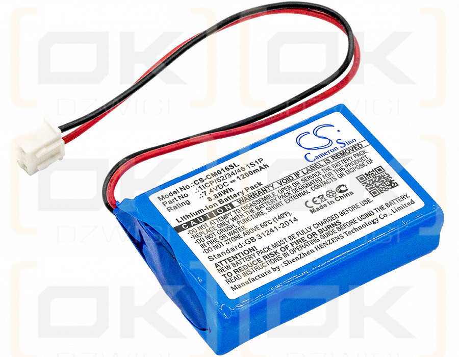 Kundenspezifischer Akku / 2ICP/52/34/46 1S2P 1200 mAh Li-Ion 7,4 V (Cameron Sino)