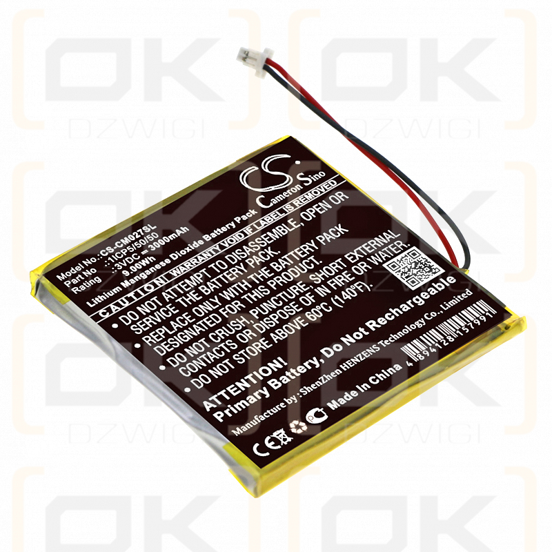 Kundenspezifischer Akku / 1ICP5/50/50 3000 mAh Li-MnO2 3 V (Cameron Sino)