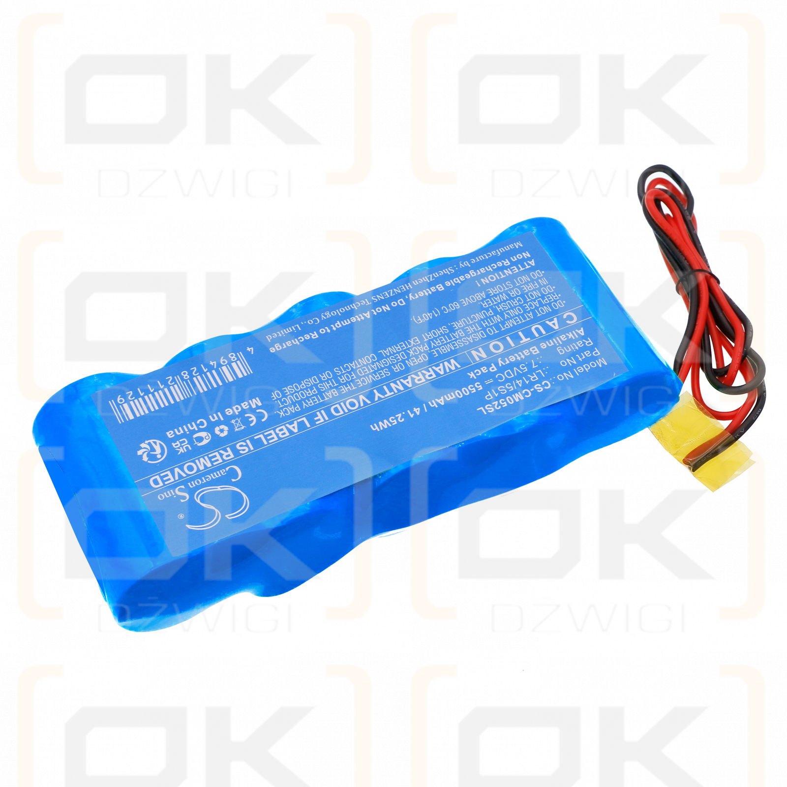 Custom Battery Pack / LR14/5S1P 5500mAh Alkaline 7.5V (Cameron Sino)