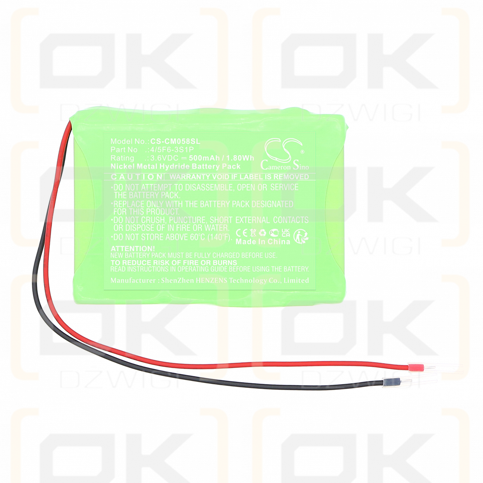 Индивидуальный аккумулятор / 4/5F6-3S1P 500 мАч Ni-MH 3,6 В (Cameron Sino)