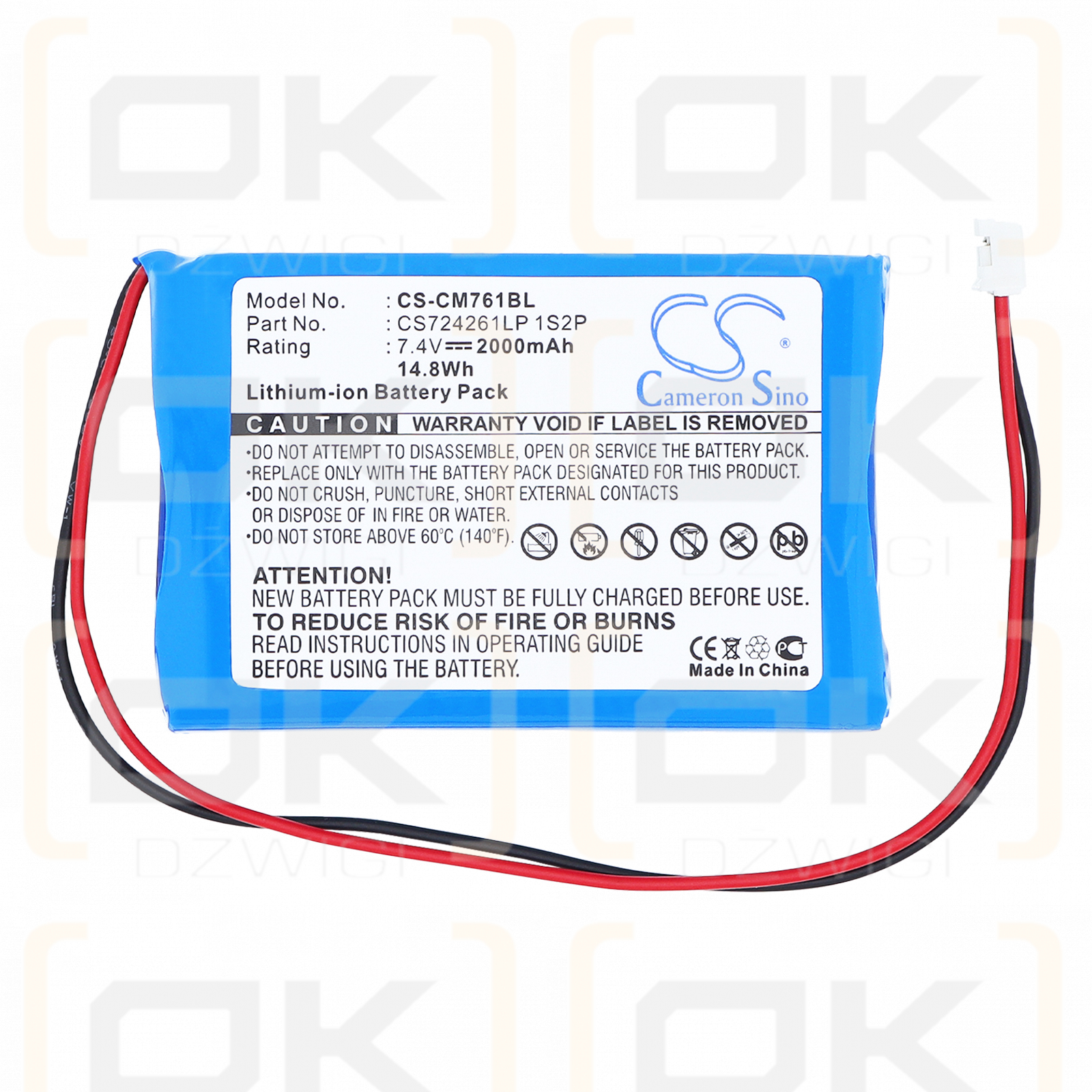 Olympia CM 942F / CS724261LP 1S2P 2000 mAh Li-Polymer 7.4 V (Cameron Sino)