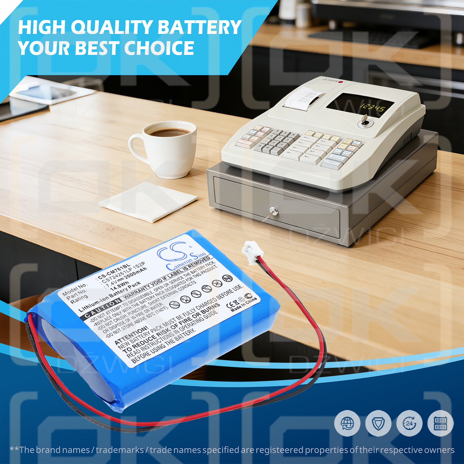 Olympia CM 942F / CS724261LP 1S2P 2000 mAh Li-Polymer 7.4 V (Cameron Sino)