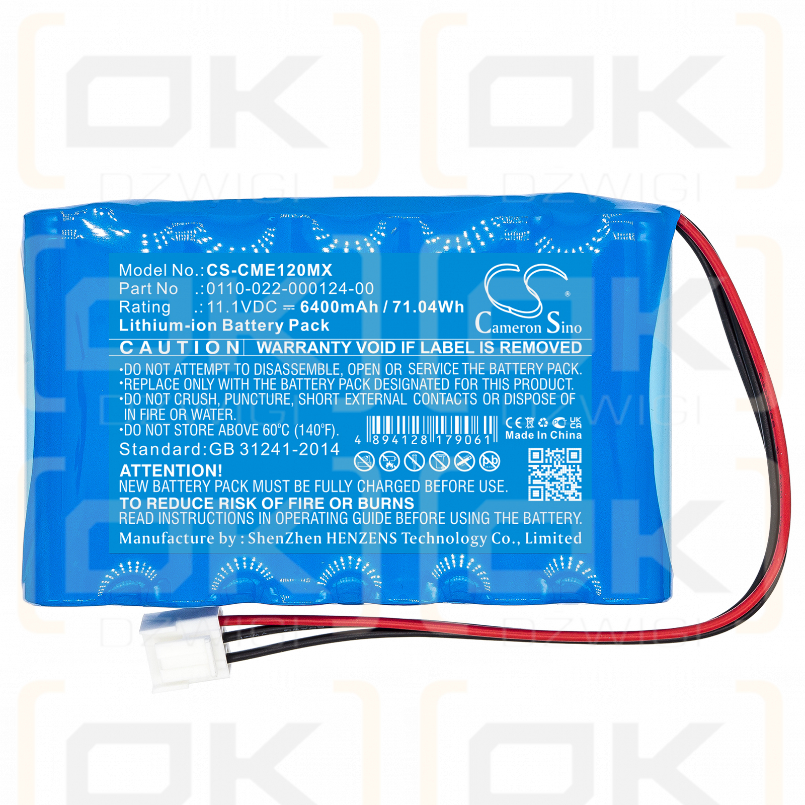 COMEN CM-1200A EKG / 0110-022-000124-00 6400 mAh Li-Ion 11,1 V (Cameron Sino)