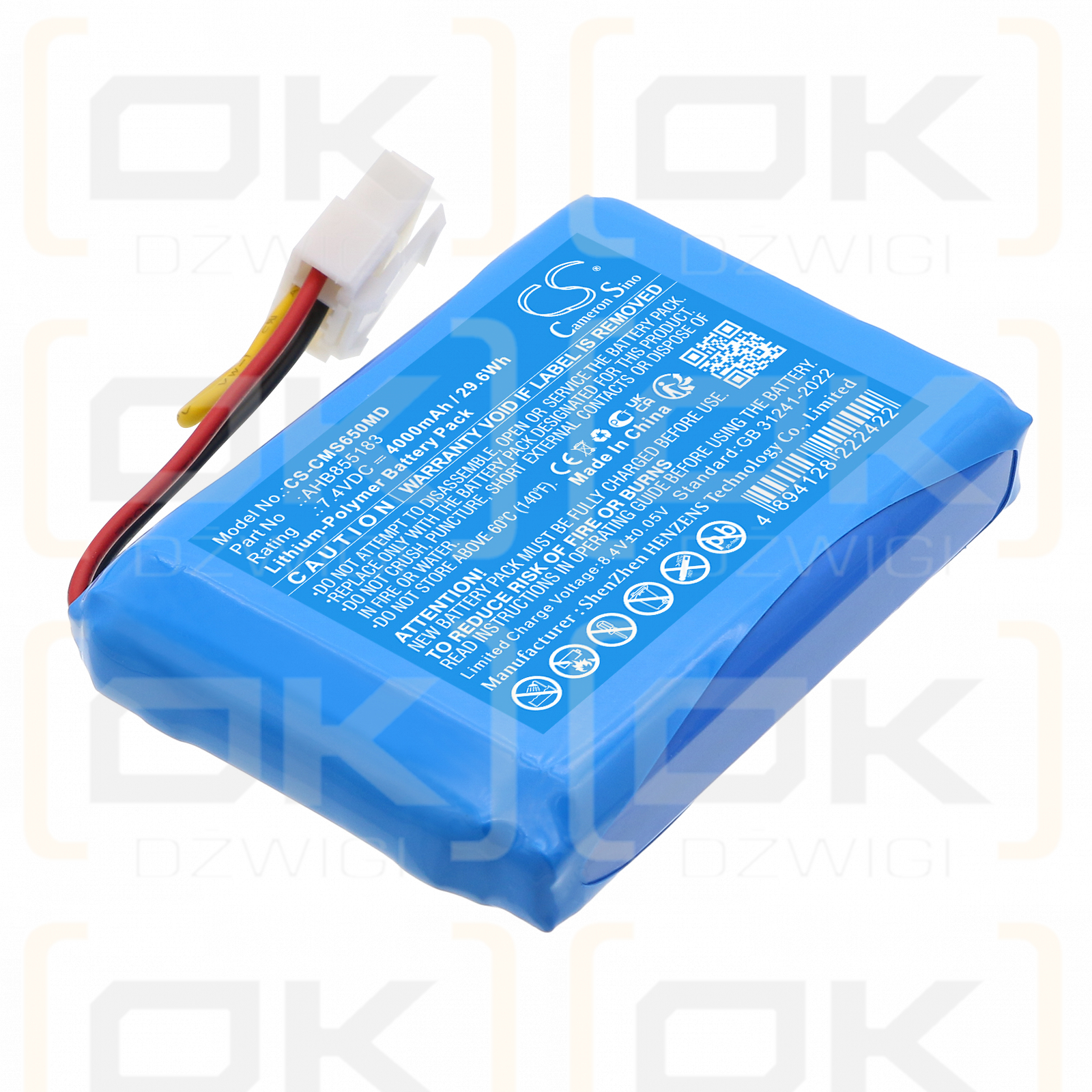 CONTEC HMS6500 / AHB855183 4000mAh Li-Polymer 7.4V (Cameron Sino)