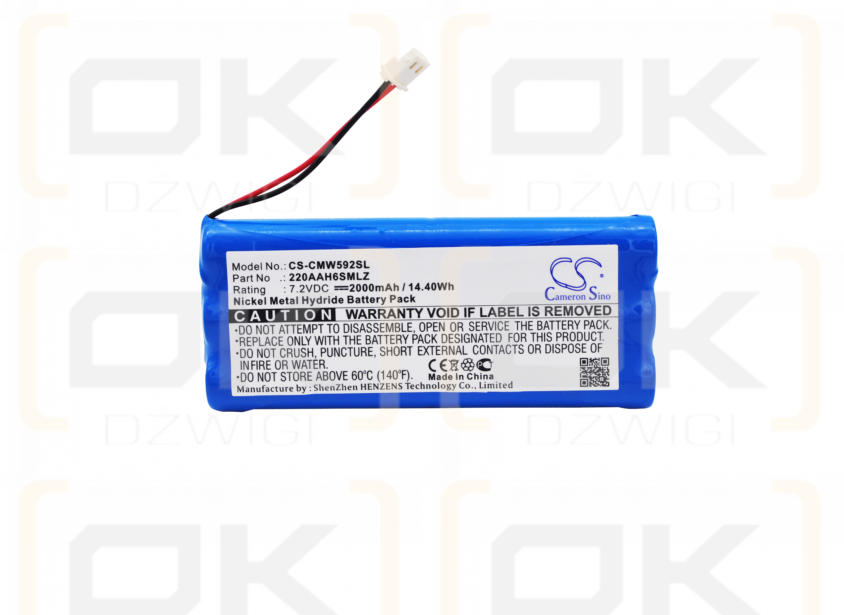 ClearOne 592-158-002 / 220AAH6SMLZ 2000mAh Ni-MH 7.2V (Cameron Sino)