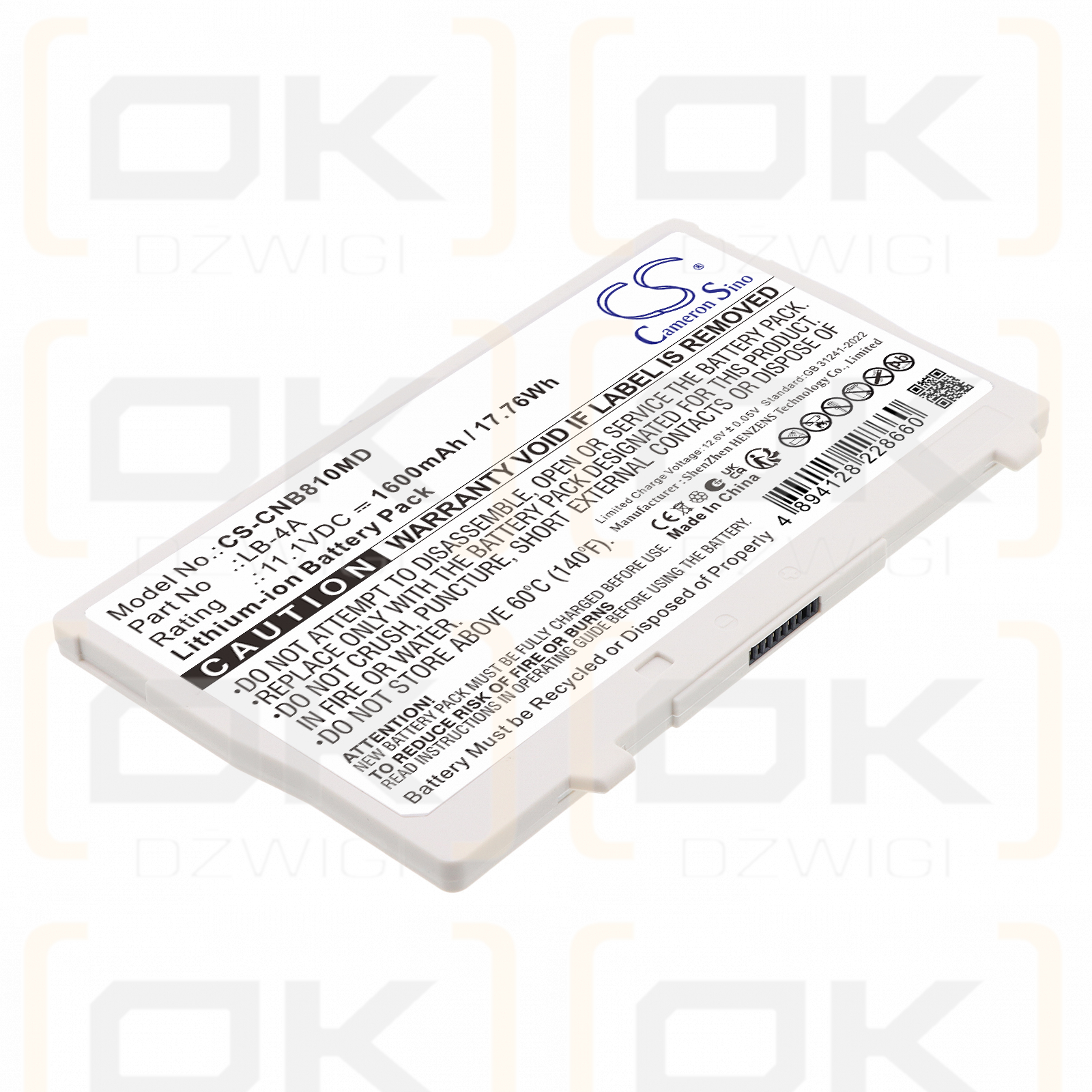 Ersatzakku für Canon CXDI-710C Wireless / LB-4A 1600mAh Li-Ion 11,1V (Cameron Sino)