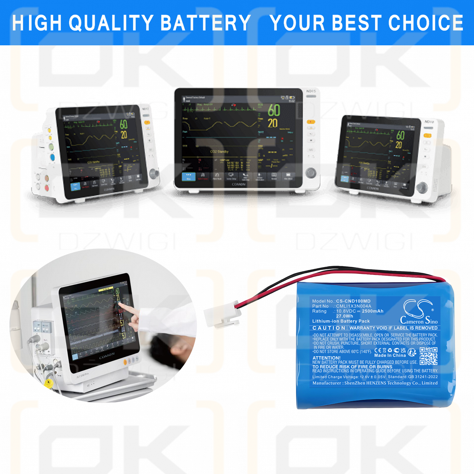 COMEN ND15S Monitor / CMLI1X3N004A 2500 mAh Li-Ion 10,8 V (Cameron Sino)