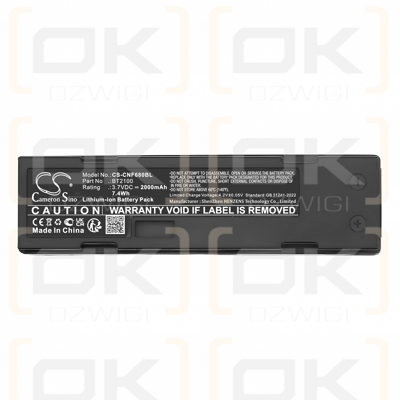 Cognex DataMan 8050E / DMA-HHBATTERY-01 2000 mAh Li-Ionen 3,7 V (Cameron Sino)