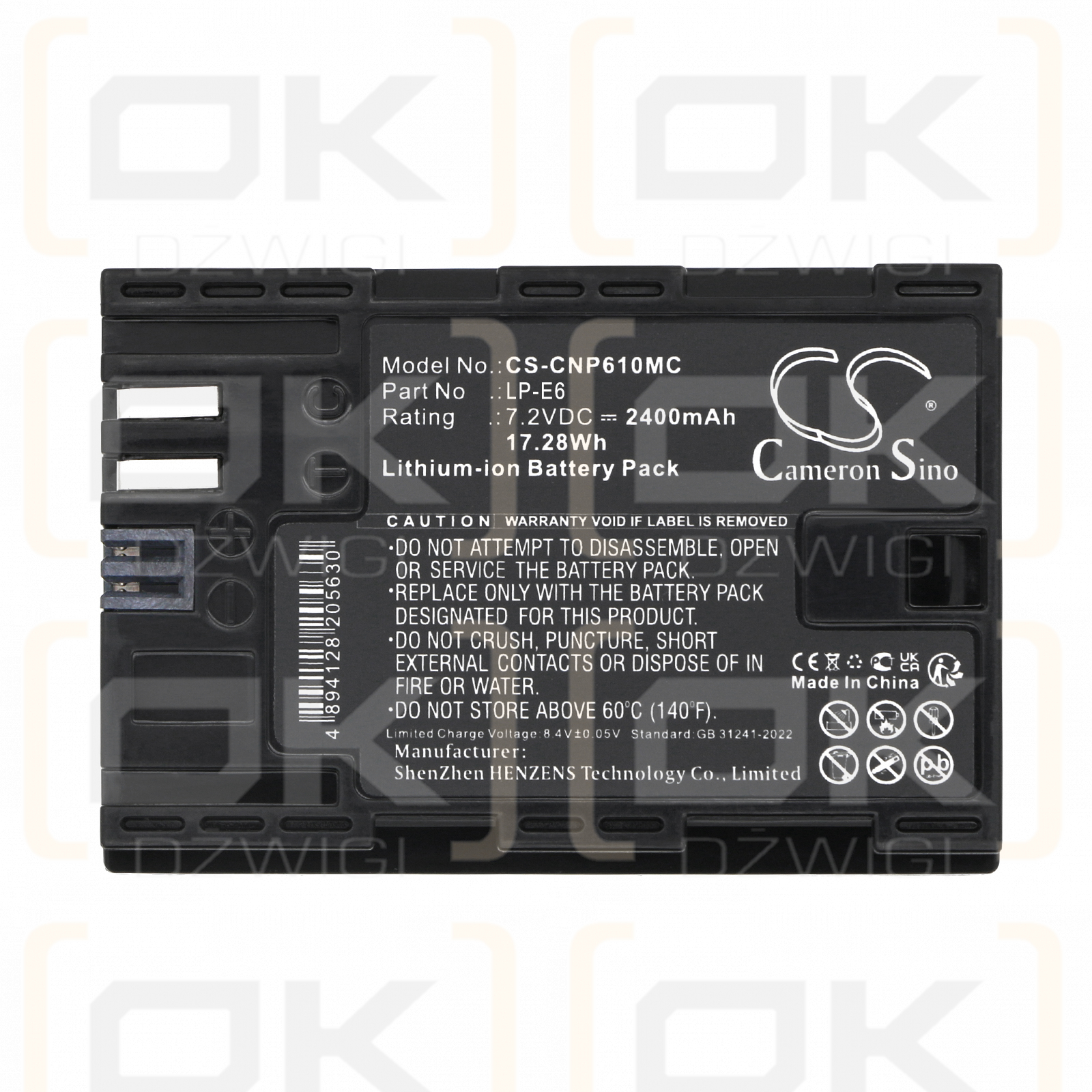 Canon 5D Mark III / LP-E6N 2400 mAh Li-ion 7.2 V (Cameron Sino)