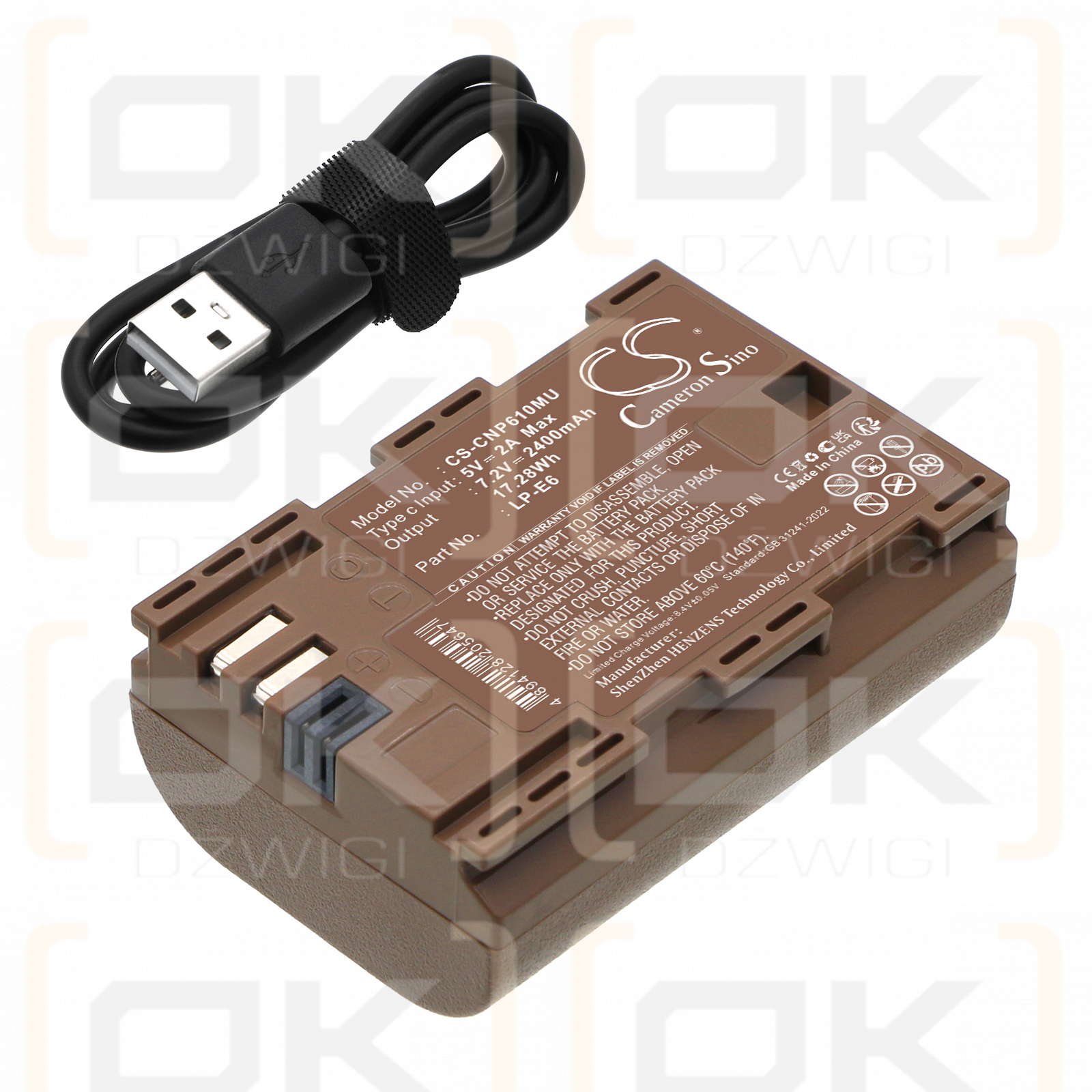 Canon 5D Mark III / LP-E6N 2400 mAh Li-ion 7.2 V (Cameron Sino)