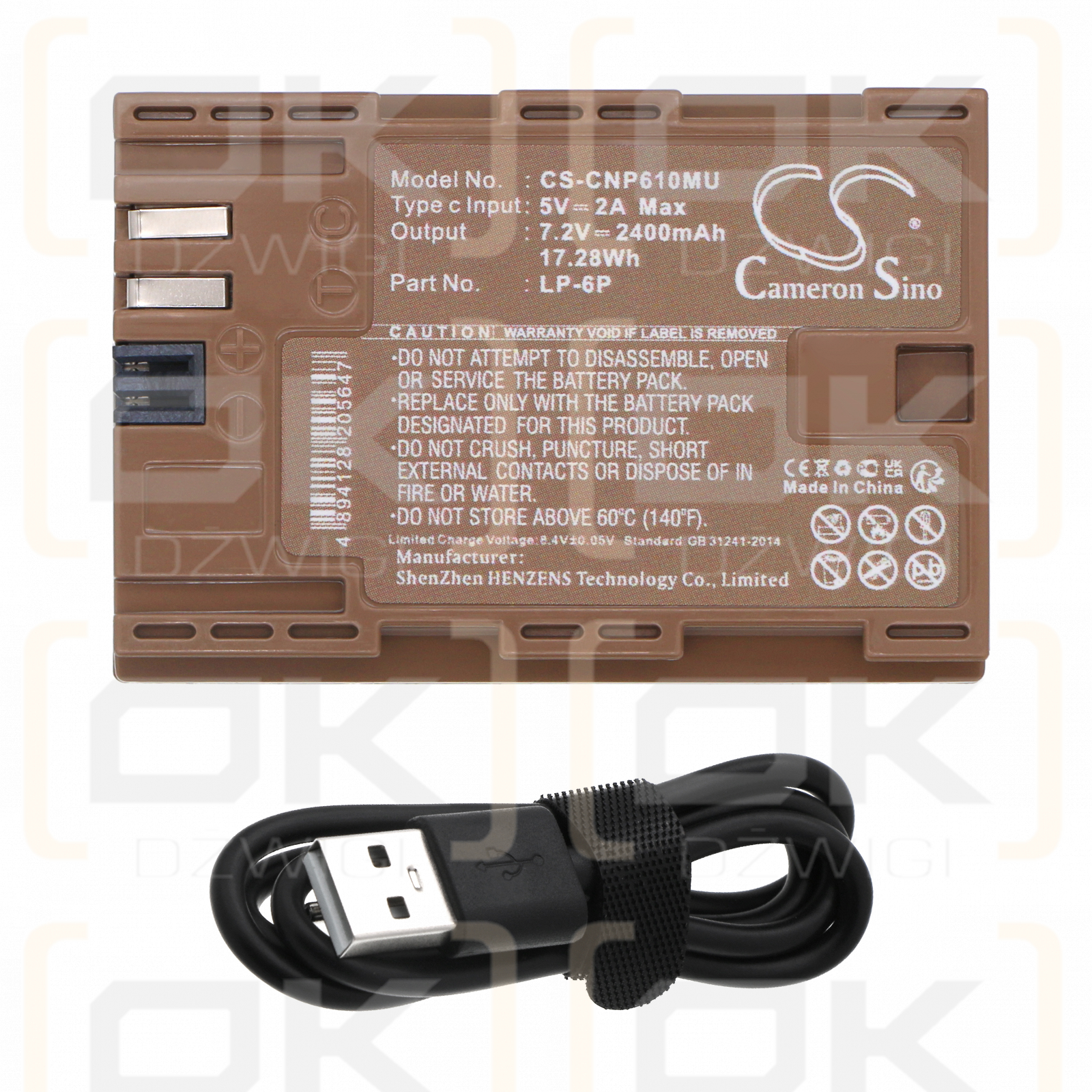 Canon EOSR6 / LP-E6 2400mAh Li-ion 7.2V (Cameron Sino)