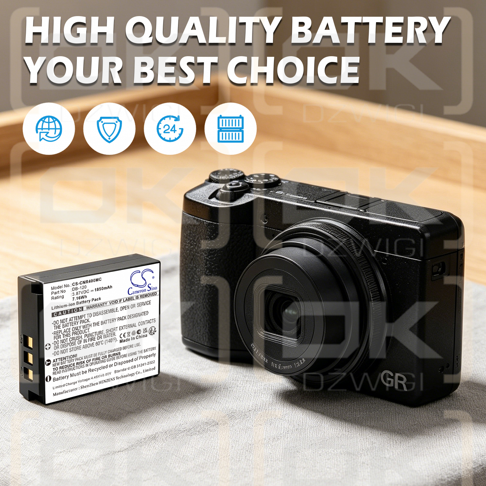 Bateria zamienna do Ricoh R4 / DB-120 1850 mAh Li-ion 3.87 V (Cameron Sino)