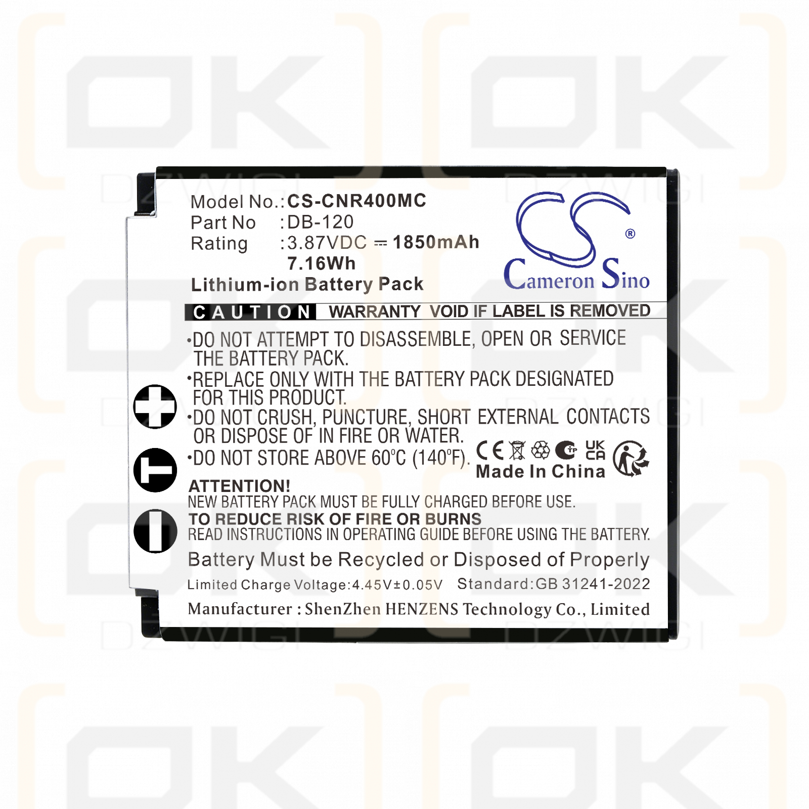 Bateria zamienna do Ricoh R4 / DB-120 1850 mAh Li-ion 3.87 V (Cameron Sino)