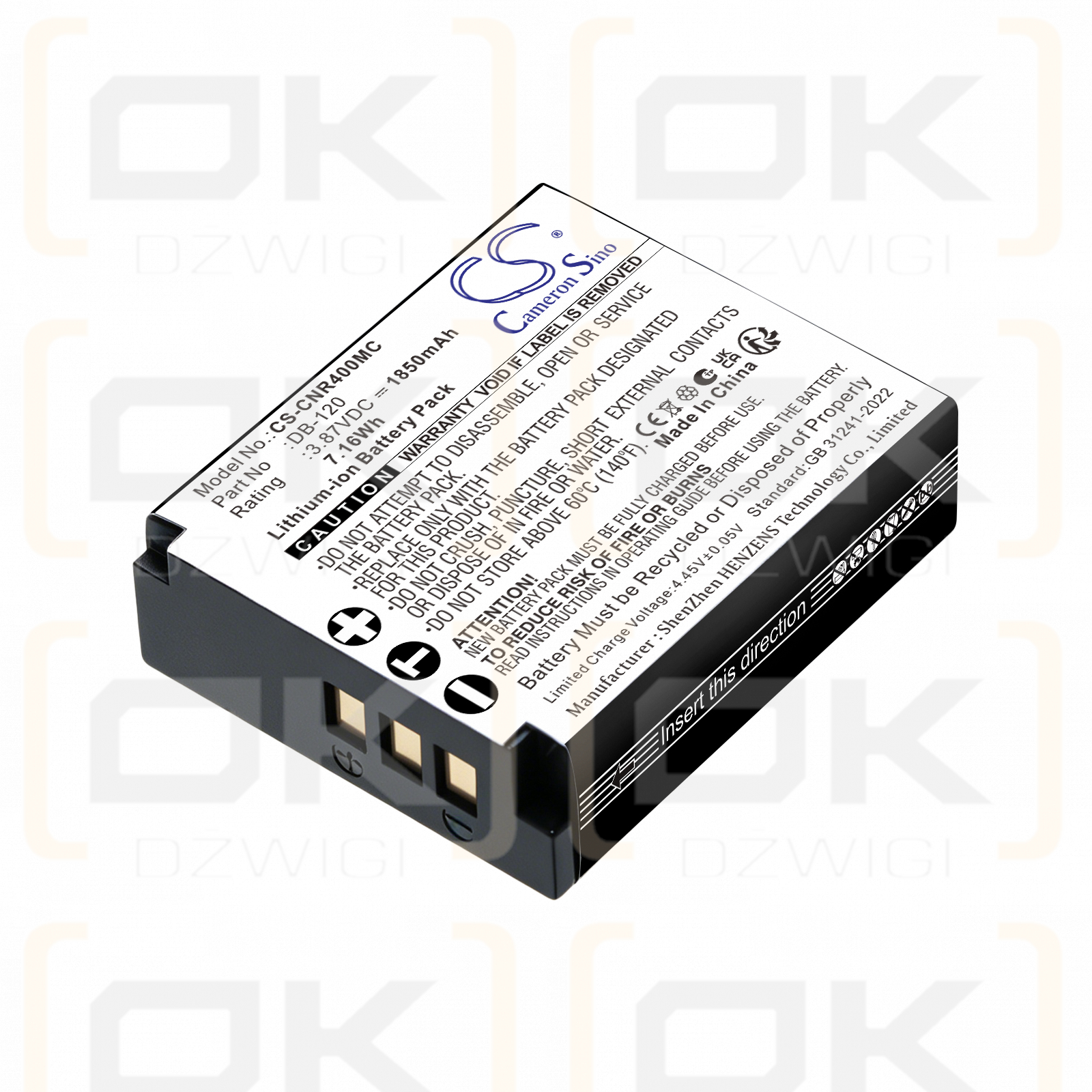 Bateria zamienna do Ricoh R4 / DB-120 1850 mAh Li-ion 3.87 V (Cameron Sino)