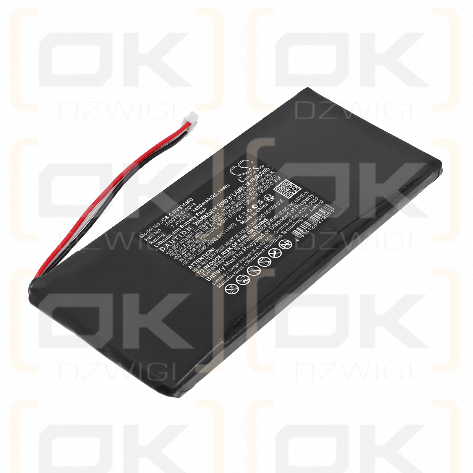 Ersatzakku für LAP CARINAnav Smart Lasersteuerung / 0007536-0004 3400 mAh Li-Ion 7,4 V (Cameron Sino)