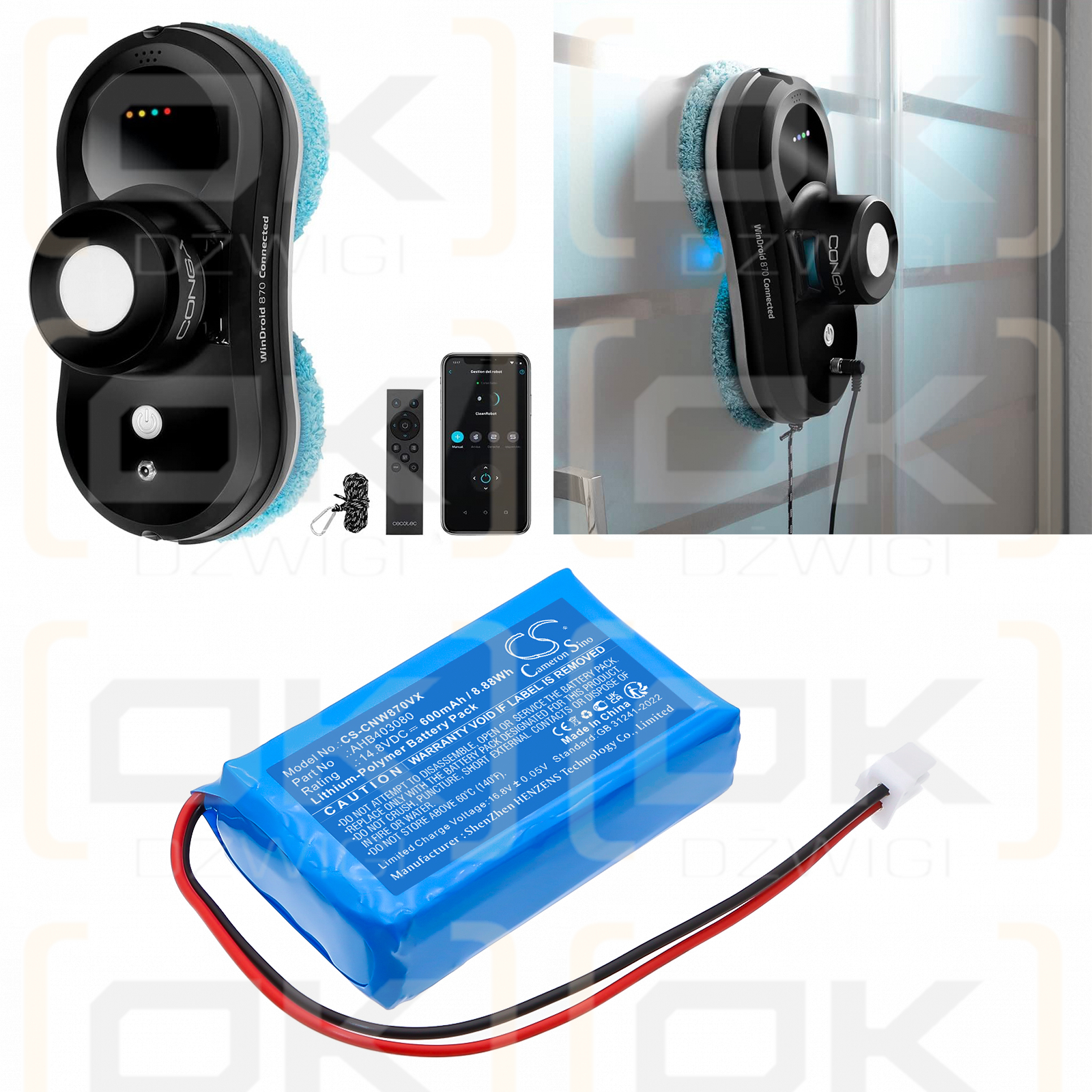 CECOTEC Conga WinRobot 870 / AHB403080 600mAh Li-Polymer 14.8V (Cameron Sino)