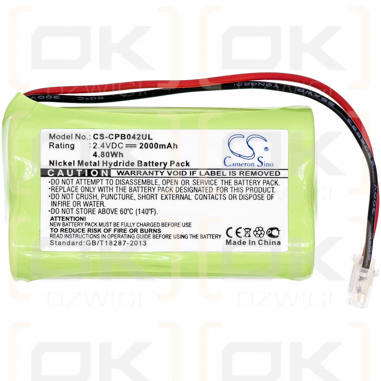 Universel AA x 2 2000mAh Ni-MH 2.4V (Cameron Sino)