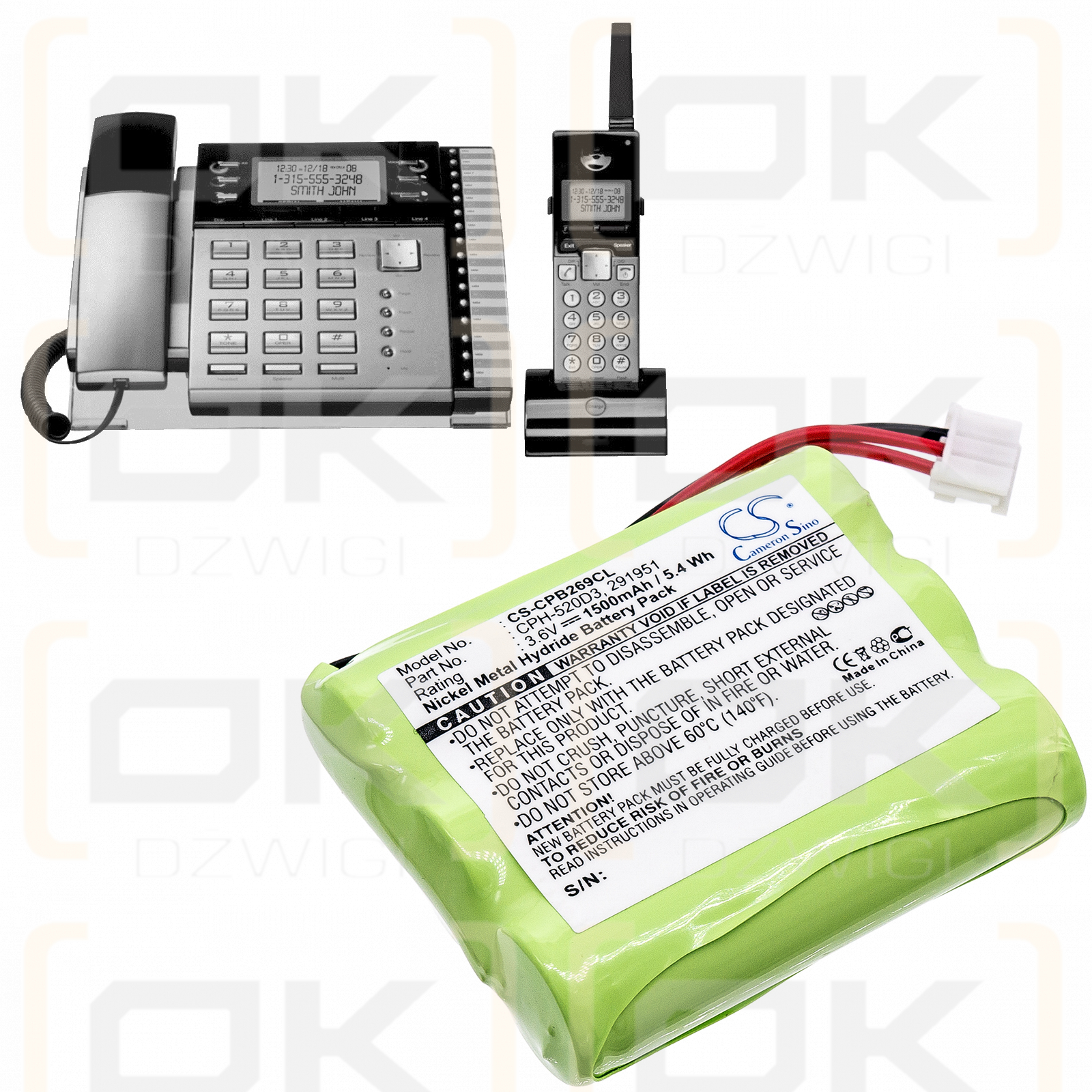 RCA H5450 / 291951 1500 mAh Ni-MH 3.6 V (Cameron Sino)