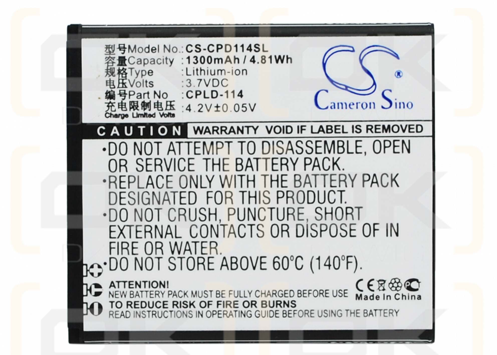 Coolpad 8079 / CPLD-114 1300 mAh Li-Ion 3,7 V (Cameron Sino)