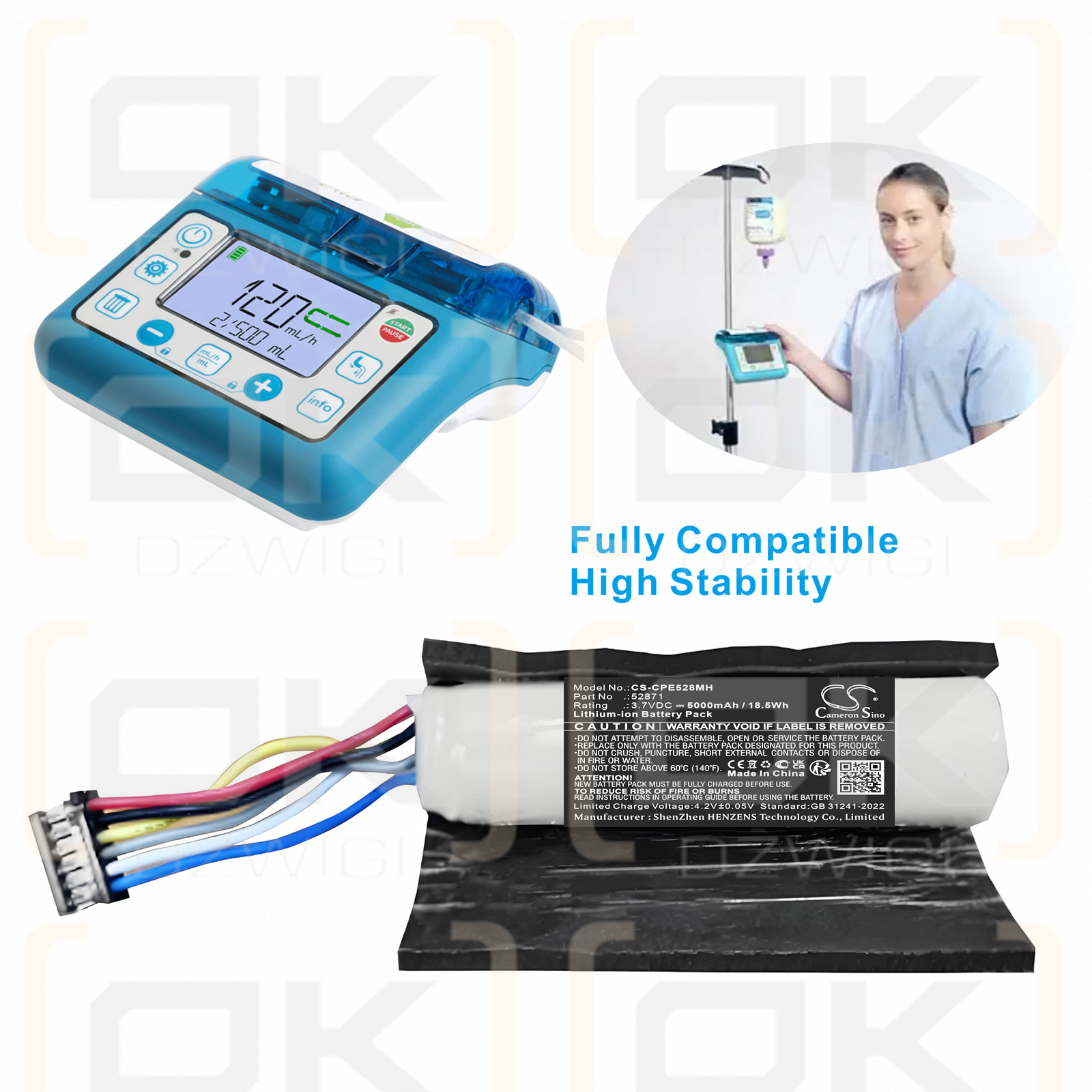 Compat Ella feeding pump / 52871 5000mAh Li-ion 3.7V (Cameron Sino)