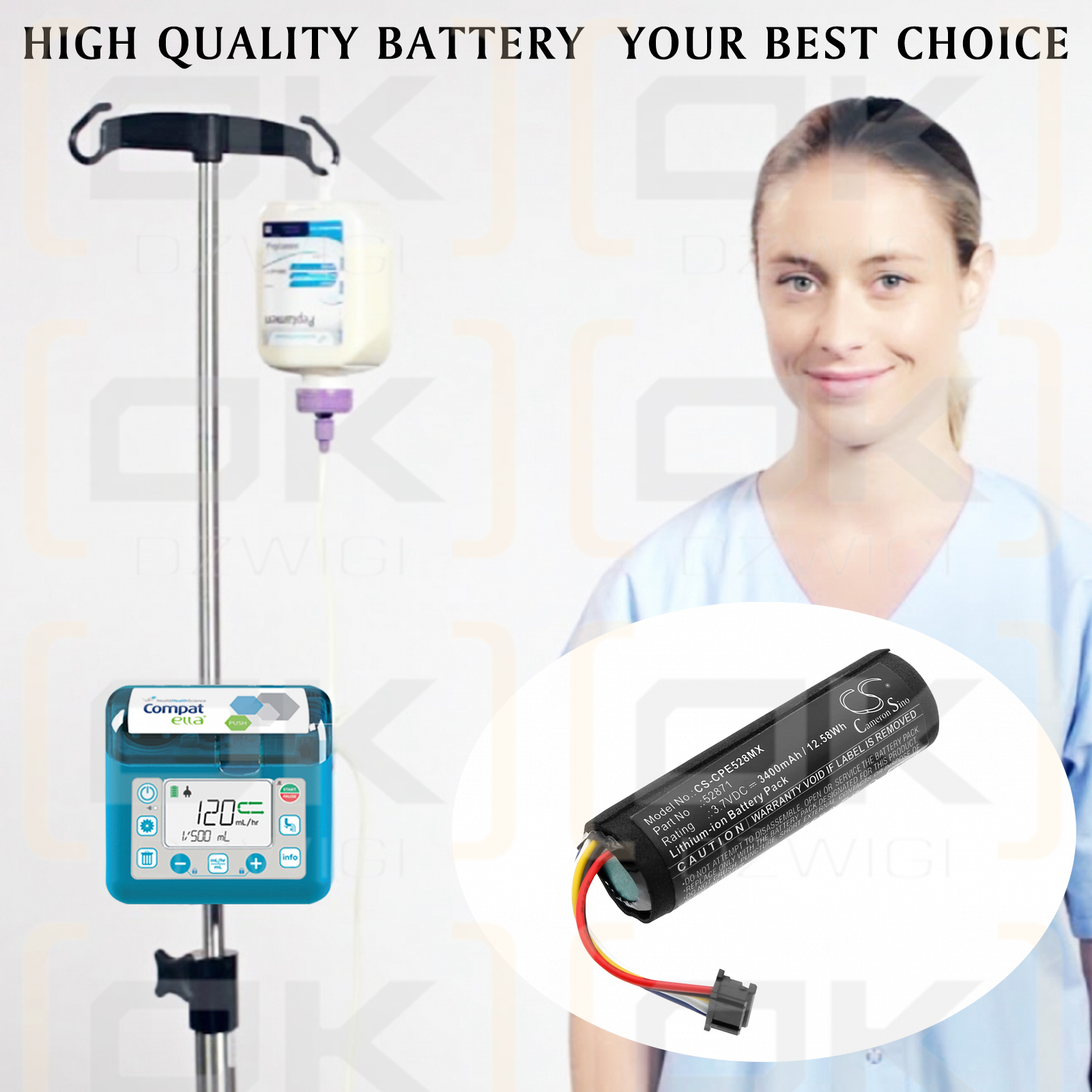 Compat Ella Ernährungspumpe / 52871 3400 mAh Li-Ionen 3,7 V (Cameron Sino)