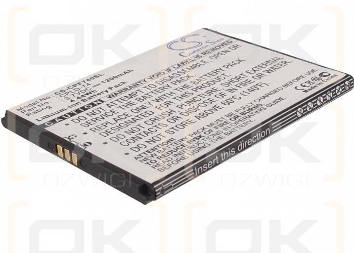 Сменный литий-ионный аккумулятор Coolpad Arise 3300a / CPLD-74 емкостью 1200 мАч, напряжение 3,7 В (Cameron Sino)