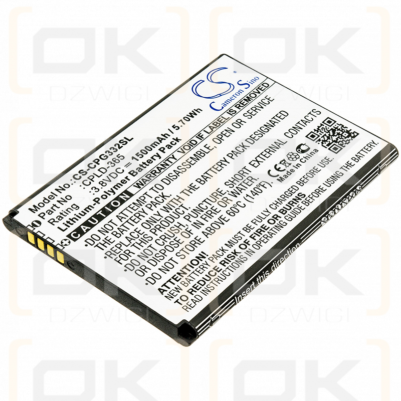 T-Mobile 3320A / CPLD-365 1500mAh Li-Polymer 3.8V (Cameron Sino)