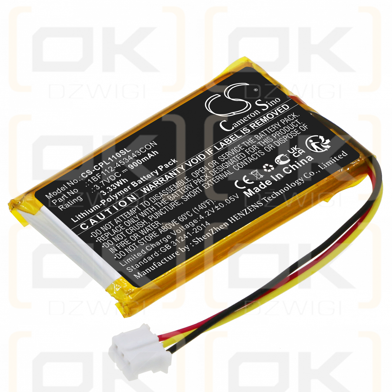 CalAmp LMU-2630 / 1BF112-453443CON 900mAh Li-Polímero 3.7V (Cameron Sino)