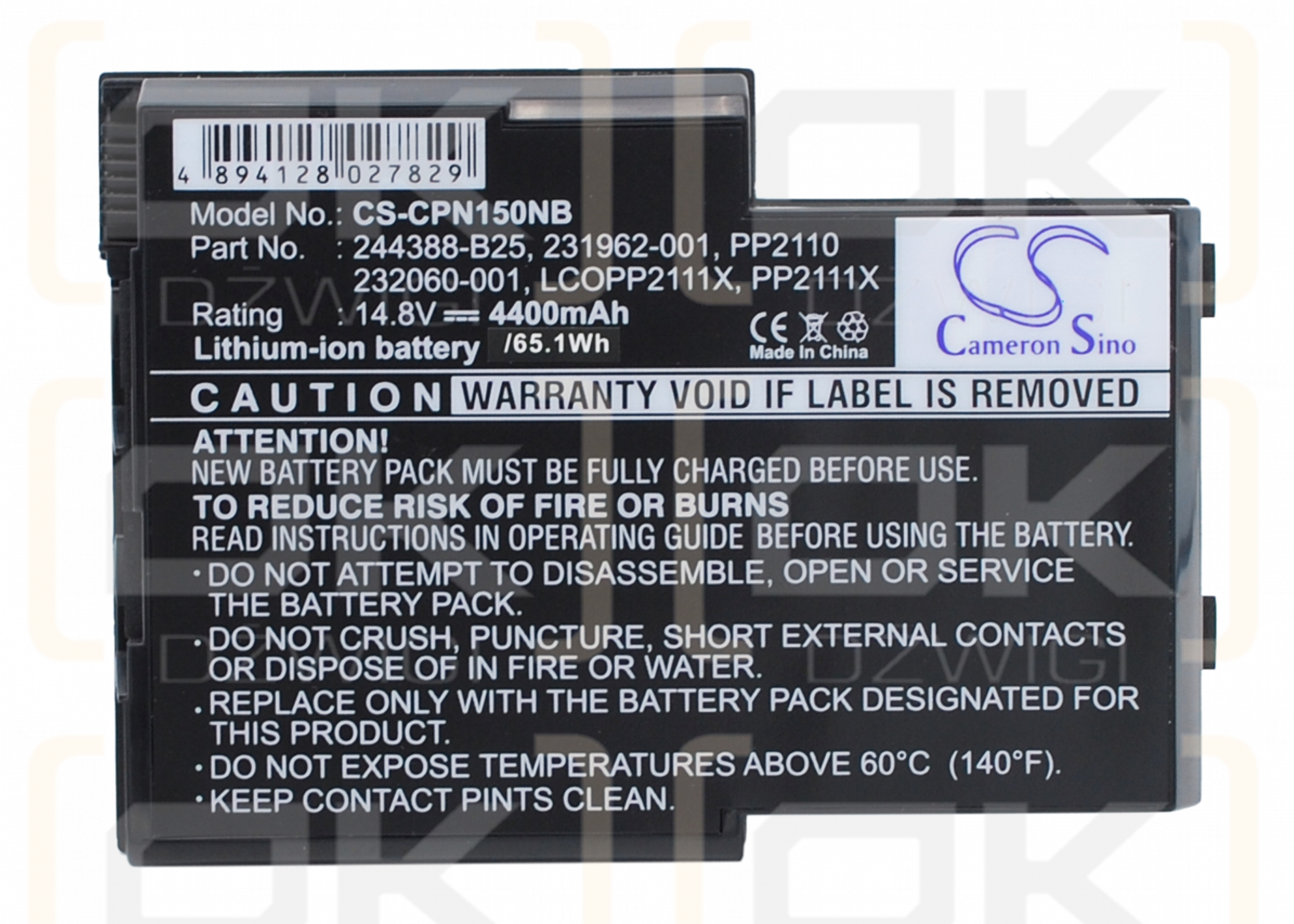 Compaq EVO N150 / 244388-B25 4400 mAh Li-Ion 14,8 V (Cameron Sino)
