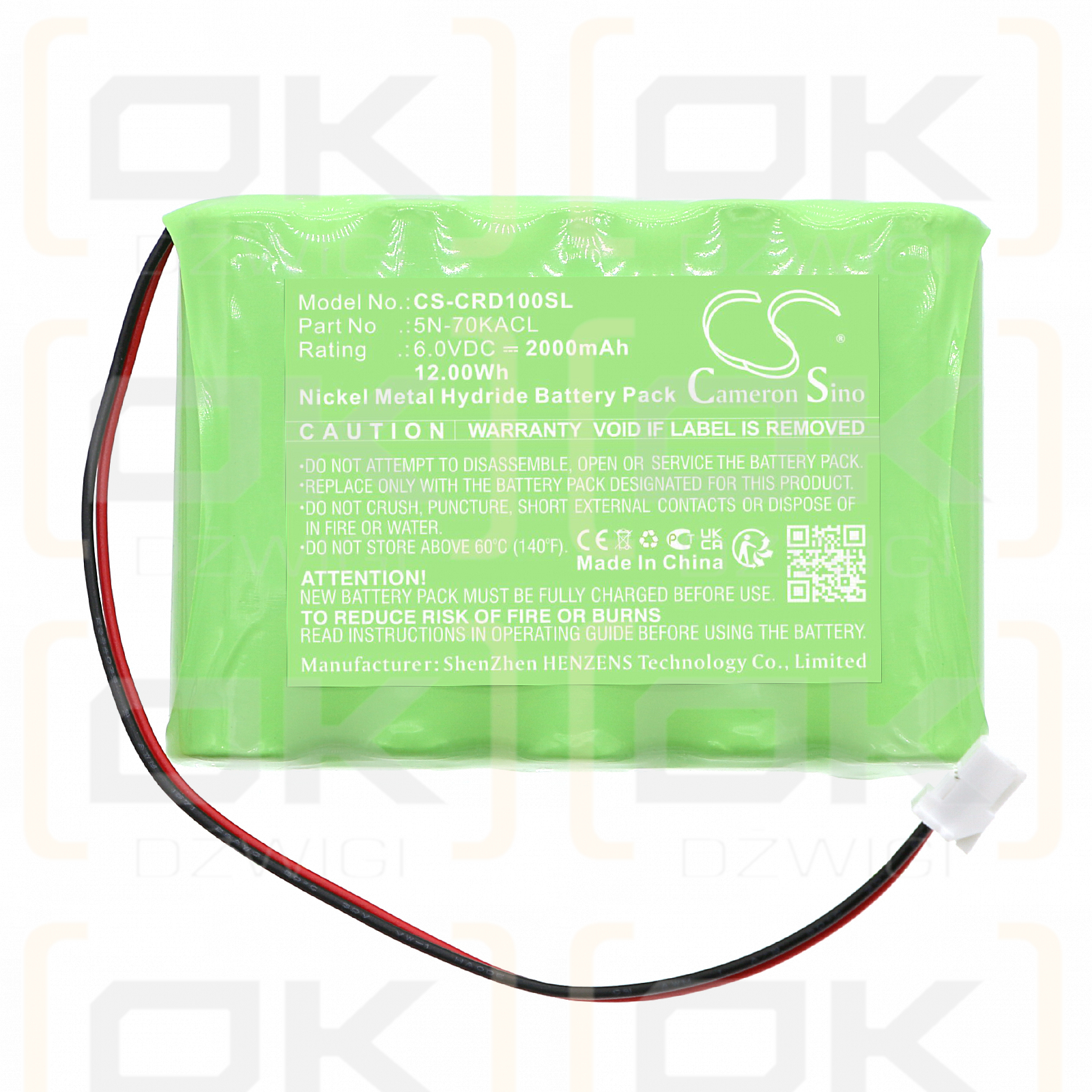 CEDAR CD-100M / 5N-70KACL 2000mAh Ni-MH 6.0V (Cameron Sino)