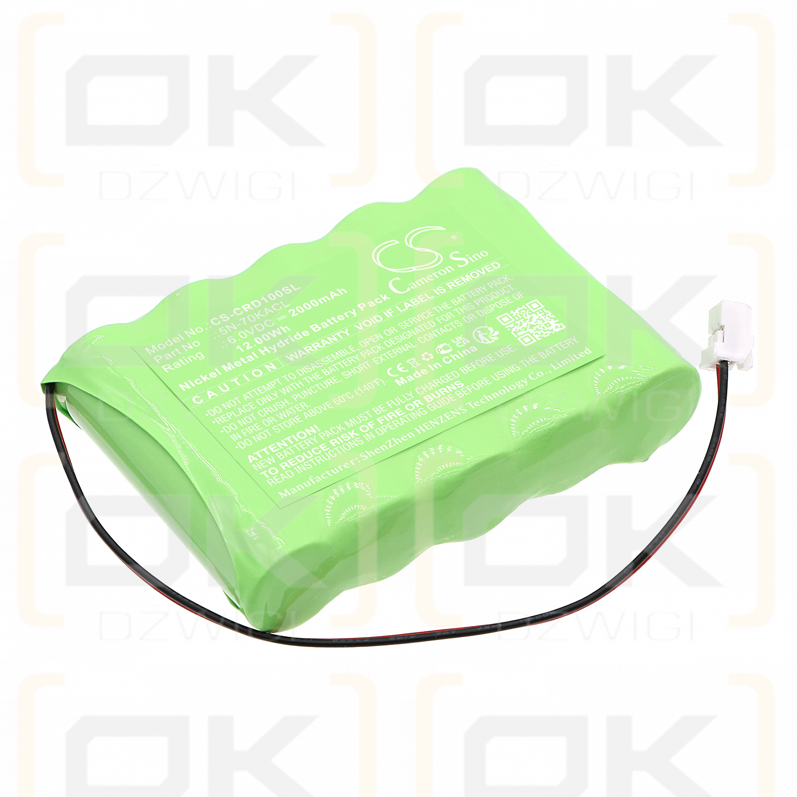 CEDAR CD-100M / 5N-70KACL 2000mAh Ni-MH 6.0V (Cameron Sino)