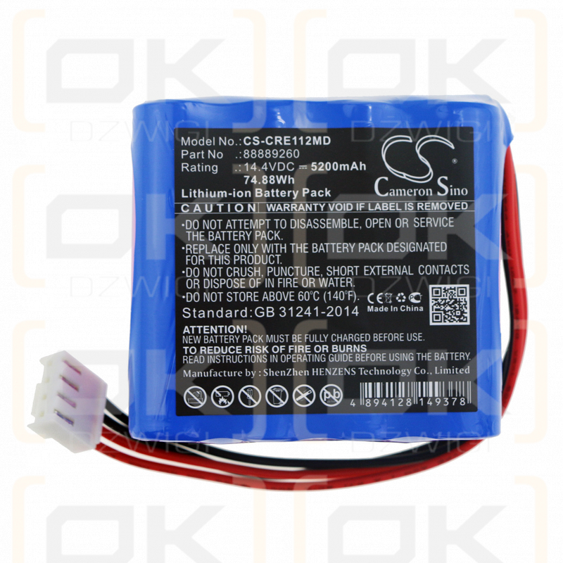 Carewell ECG-1112L / 88889260 5200 mAh Li-Ion 14,4 V (Cameron Sino)