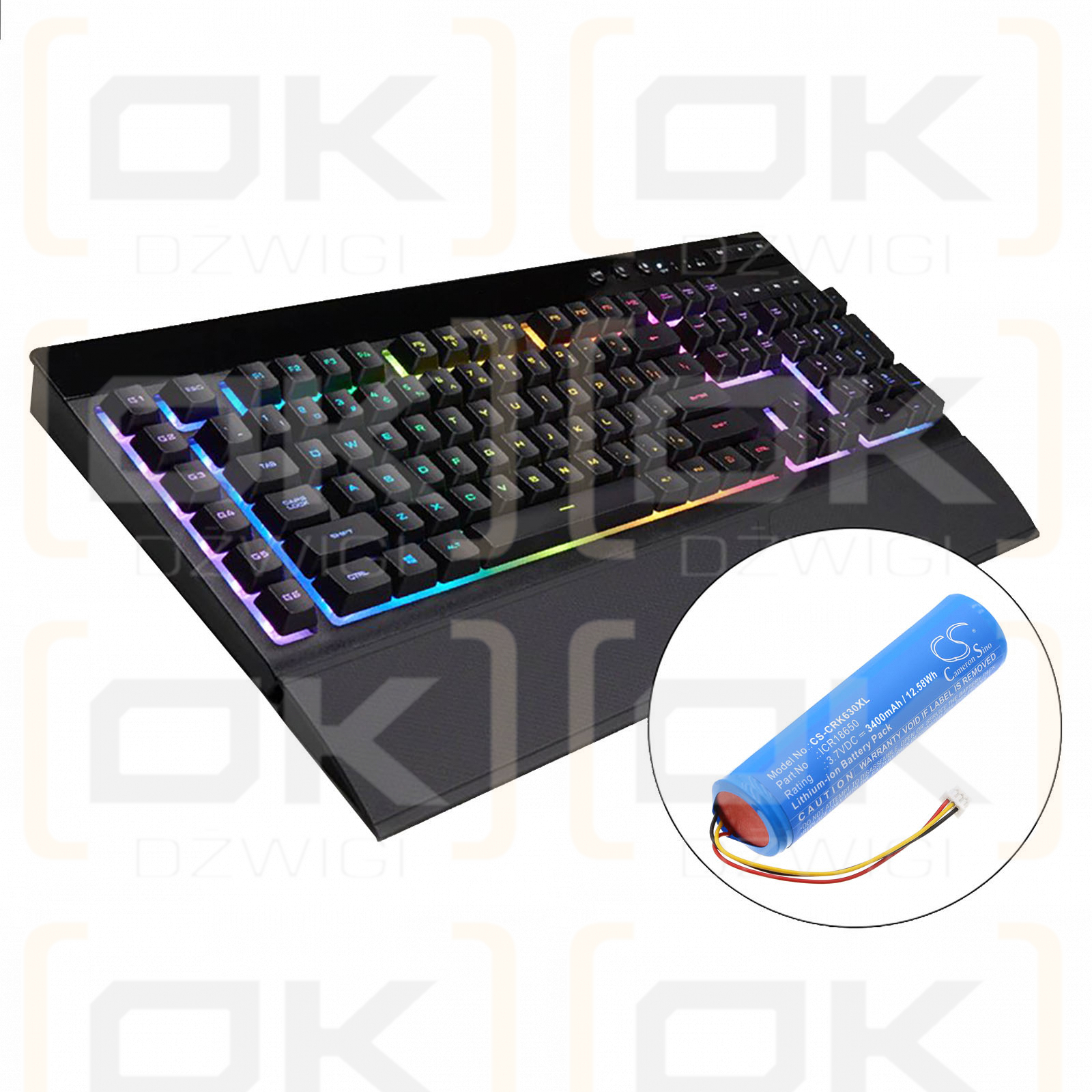 Corsair K63 Kabellose mechanische Gaming-Tastatur / ICR18650 3400 mAh Li-Ionen 3,7 V (Cameron Sino)